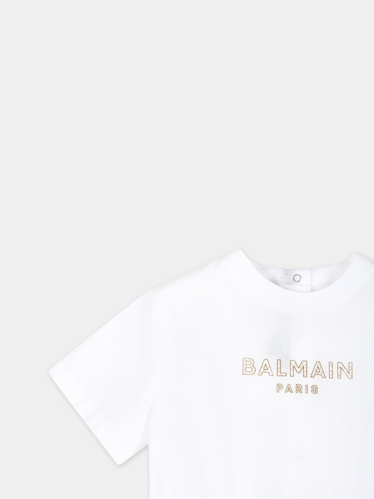 Pagliaccetto bianco per neonato con logo,Balmain Kids,BSA541 P0277 112BC