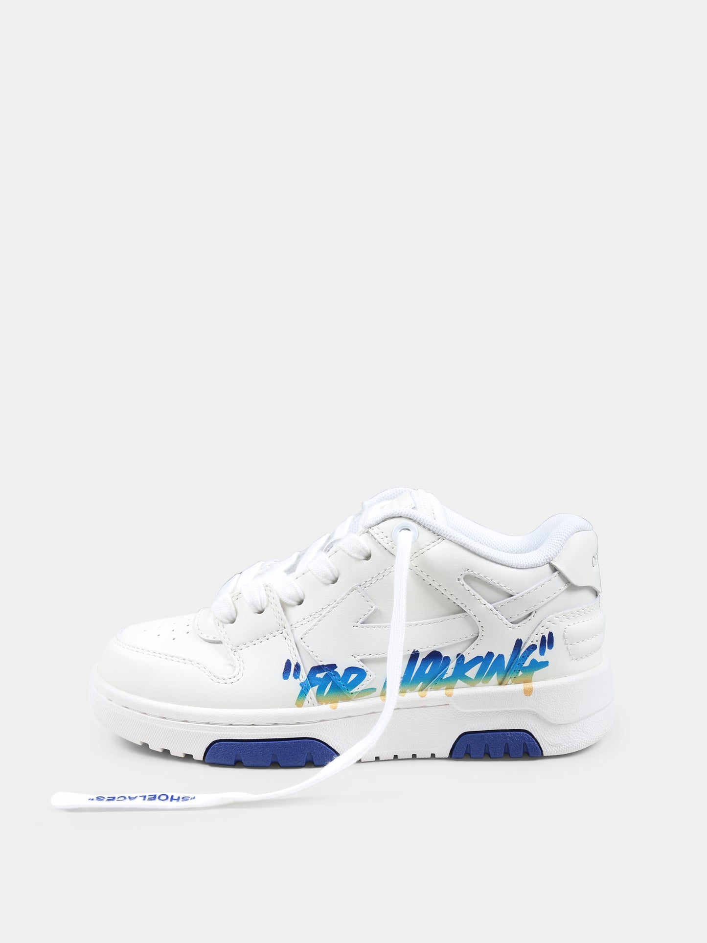 Sneakers Out of Office bianche per bambino con freccia,Off White,OBIA011S25LEA0020184