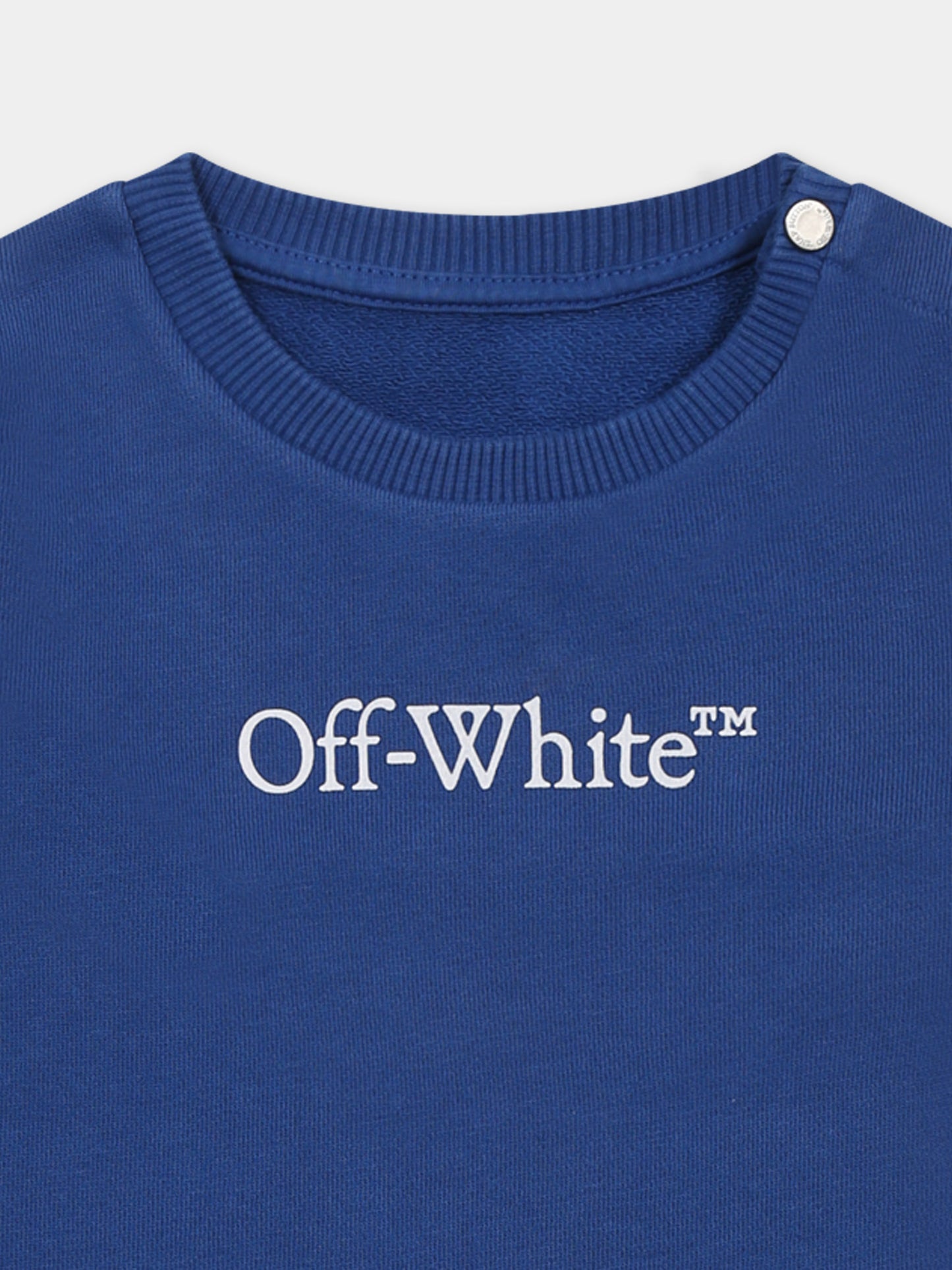 Felpa blu per neonato con logo,Off White,OBXC001S25FLE0014501
