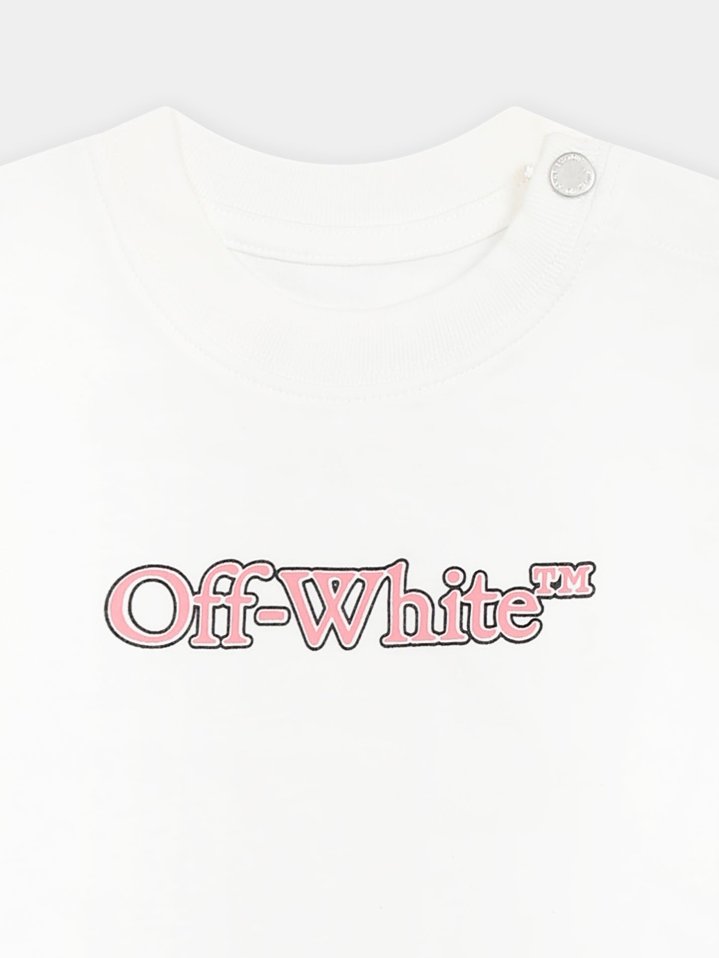 T-shirt bianca per neonata con logo,Off White,OGXB001S25JER0010130