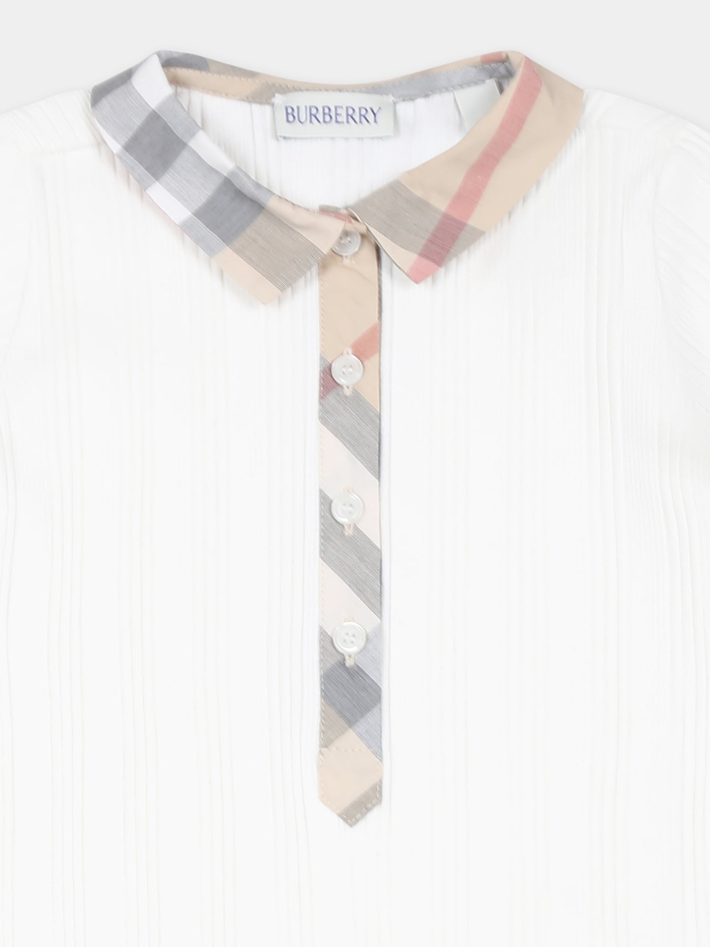 Pagliaccetto avorio per neonati con check vintage,Burberry Kids,8100256 A1464