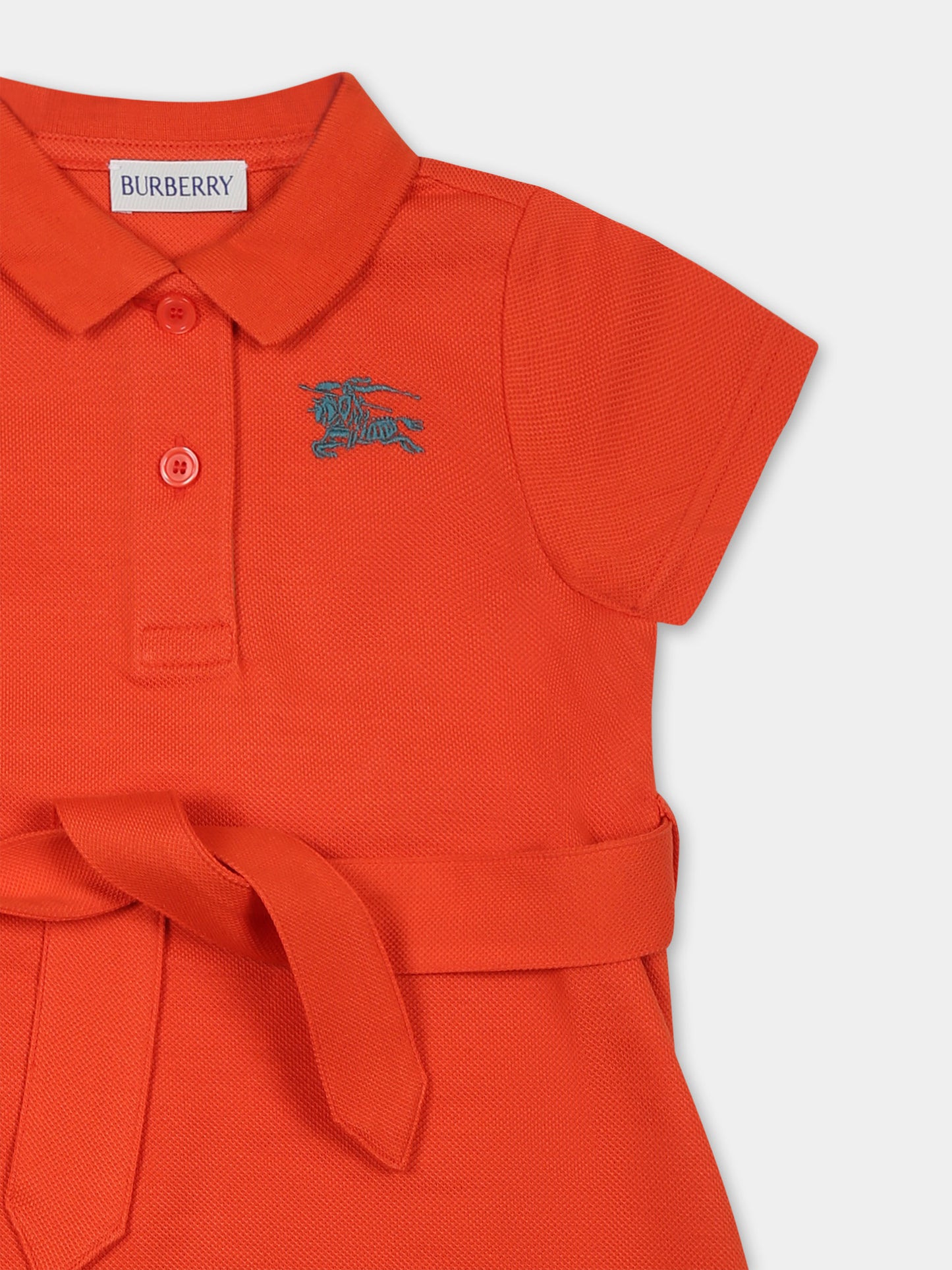 Vestito arancione per neonata con cavaliere equestre,Burberry Kids,8105082 C1835