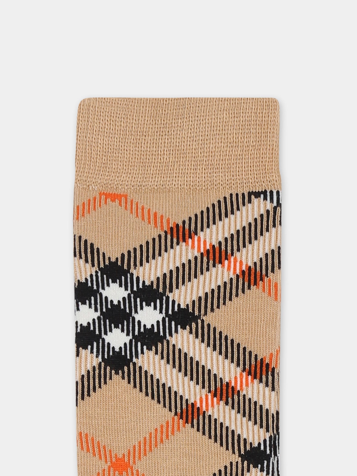 Calze beige per bambini con check vintage,Burberry Kids,8100428 B9368