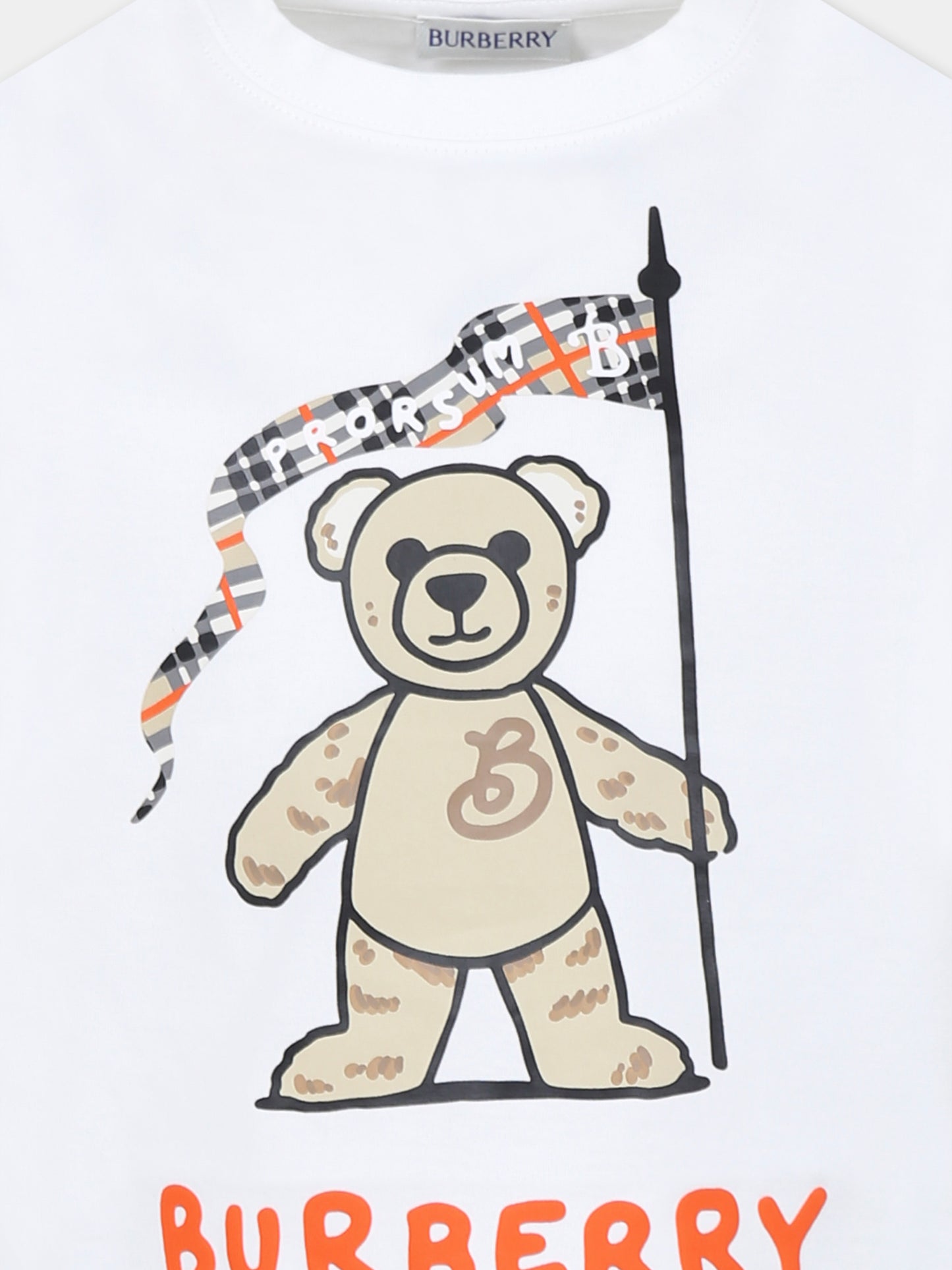 T-shirt bianca per bambini con orsetto Thomas,Burberry Kids,8105198 A1464