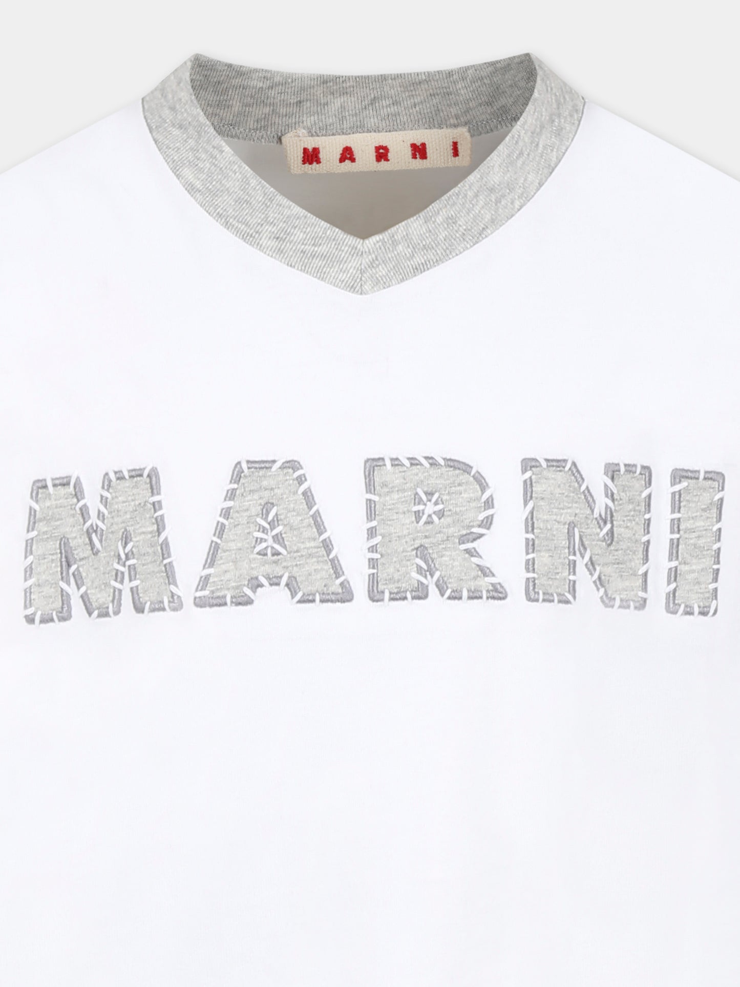 T-shirt bianca per bambino con logo grigio,Marni Kids,M01412 M00HZ MT274U 0M100