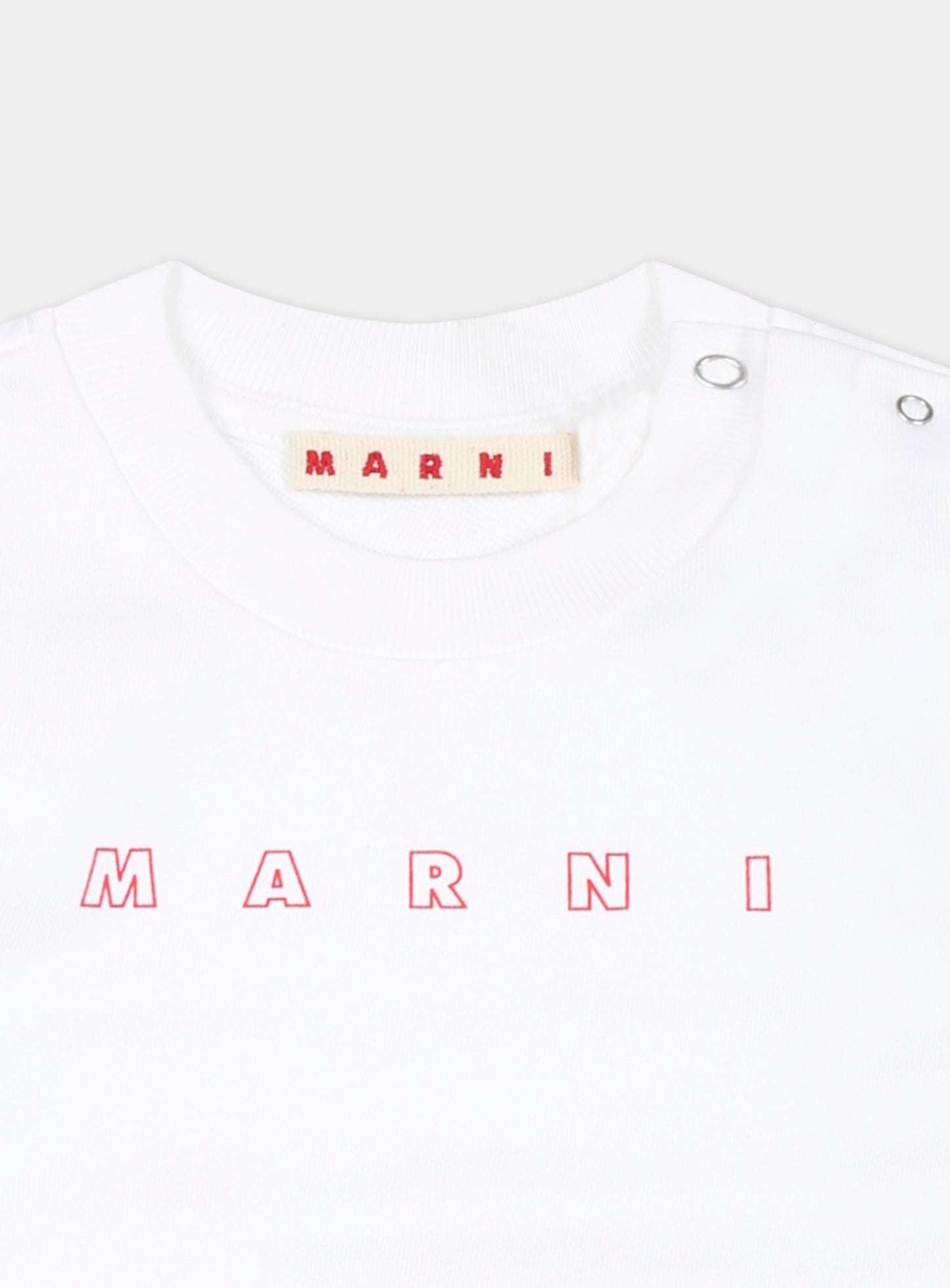 Felpa bianca per neonati con logo rosso,Marni Kids,M01437 M00V0 MS319B 0M100