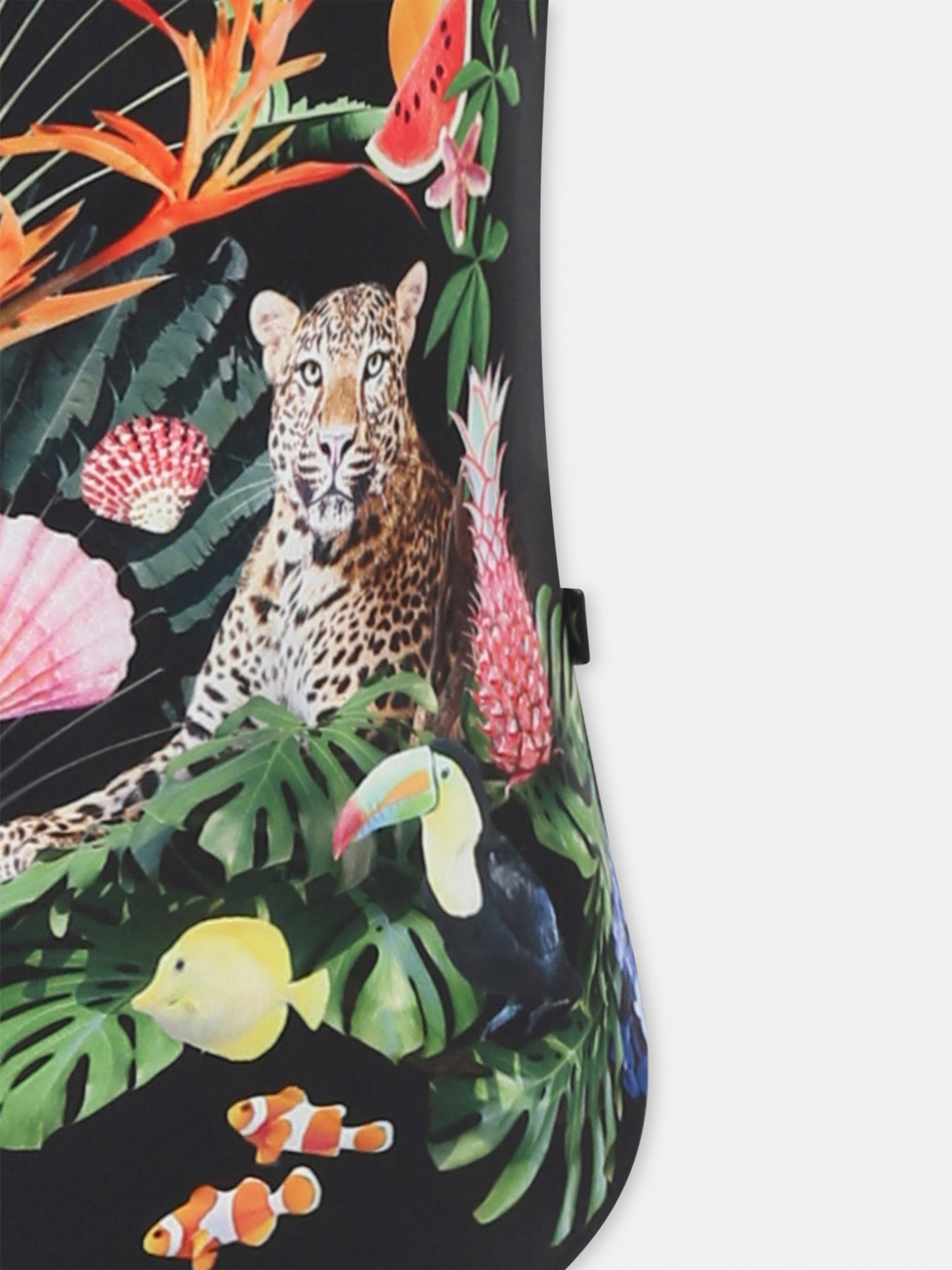 Maillot de bain noir pour fille avec imprimé léopard