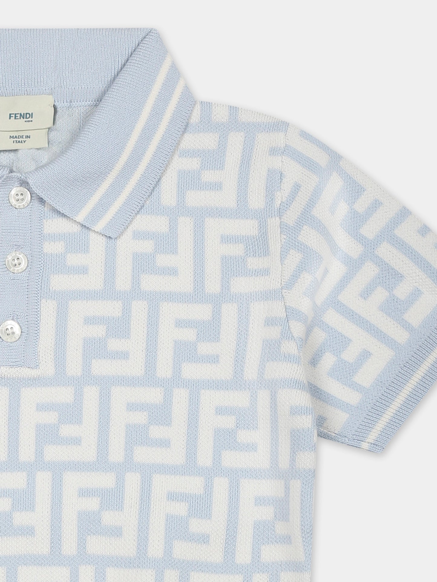 Polo bleu clair pour bébé garçon avec FF