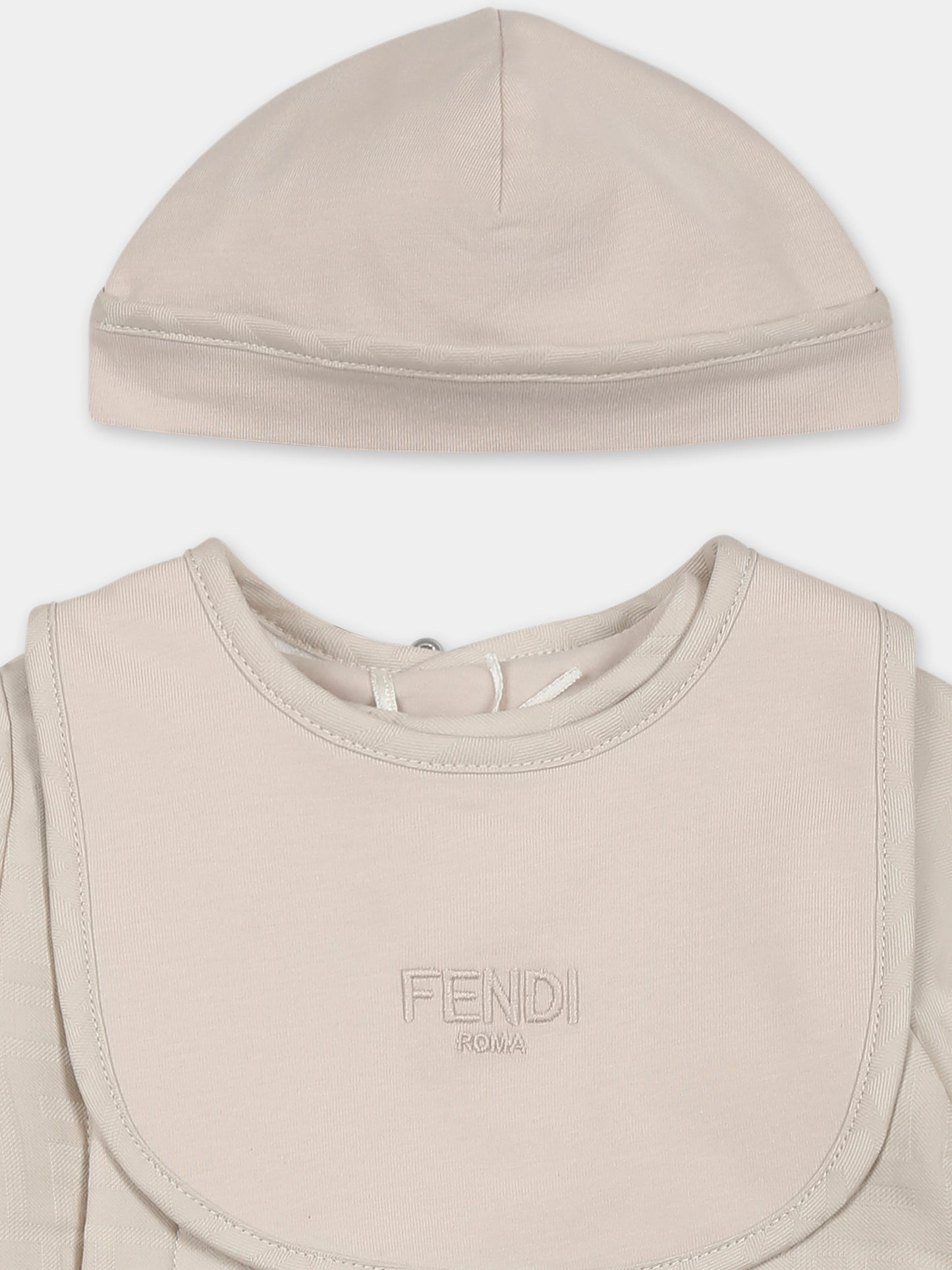 Ensemble combinaison beige pour bébé enfants avec FF