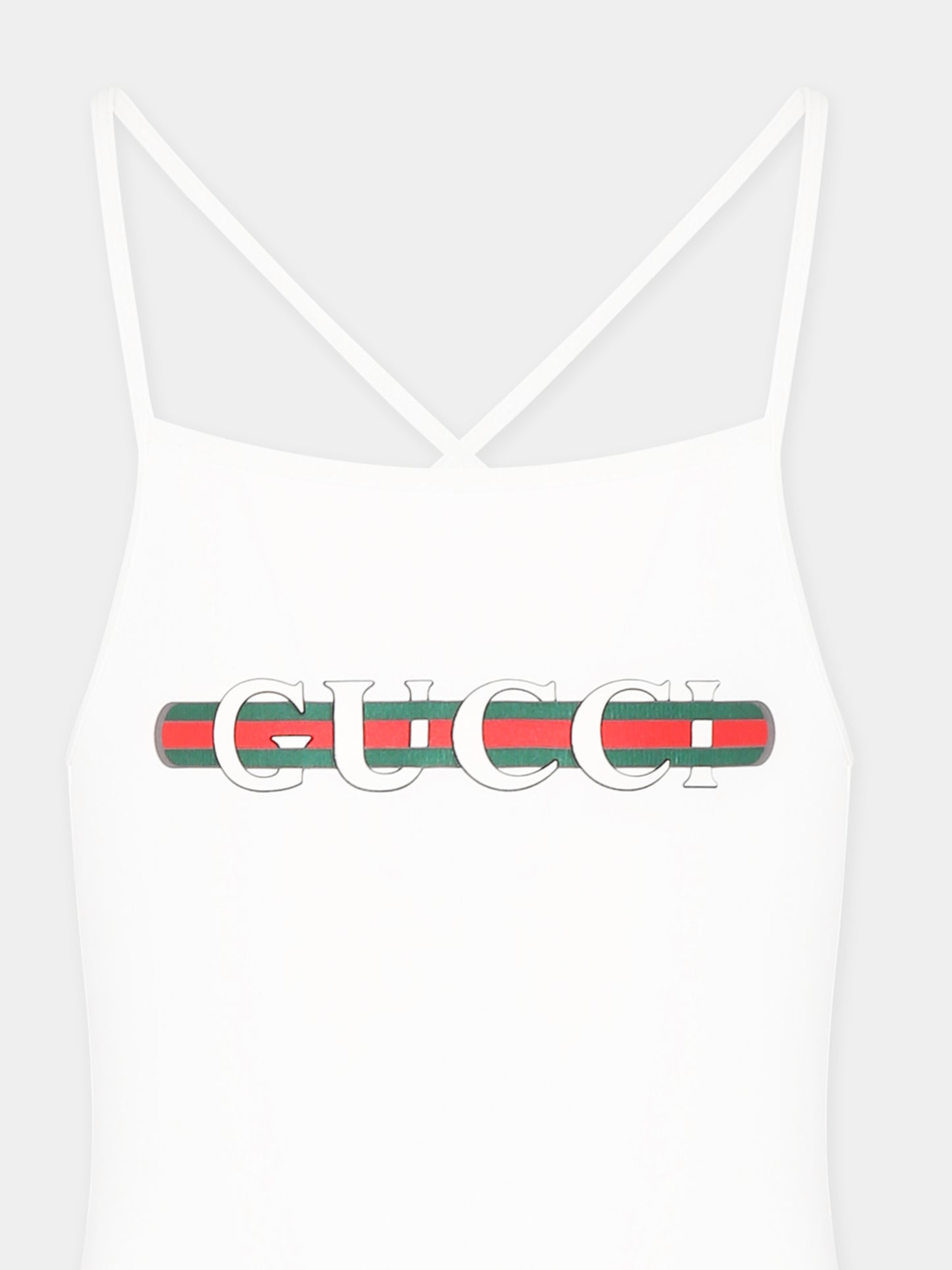 Costume intero bianco per bambina con stampa Gucci Web,Gucci Kids,685300 XJG2N 9074