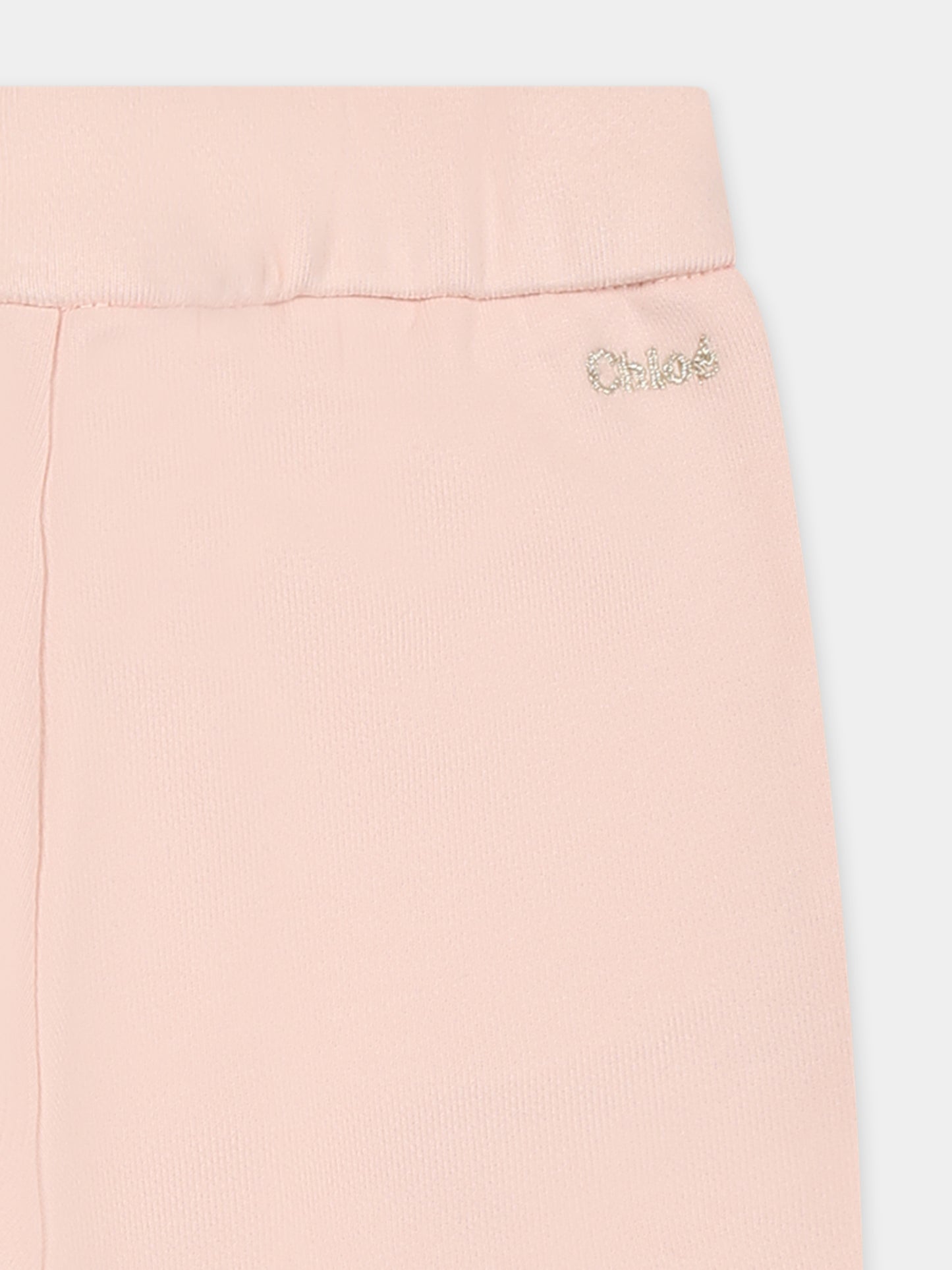 Pantalon rose pour bébé fille avec logo