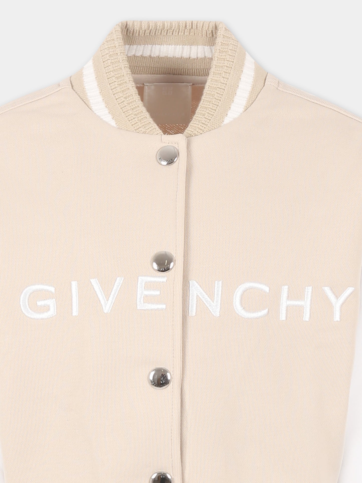 Bomber court beige pour fille avec logo