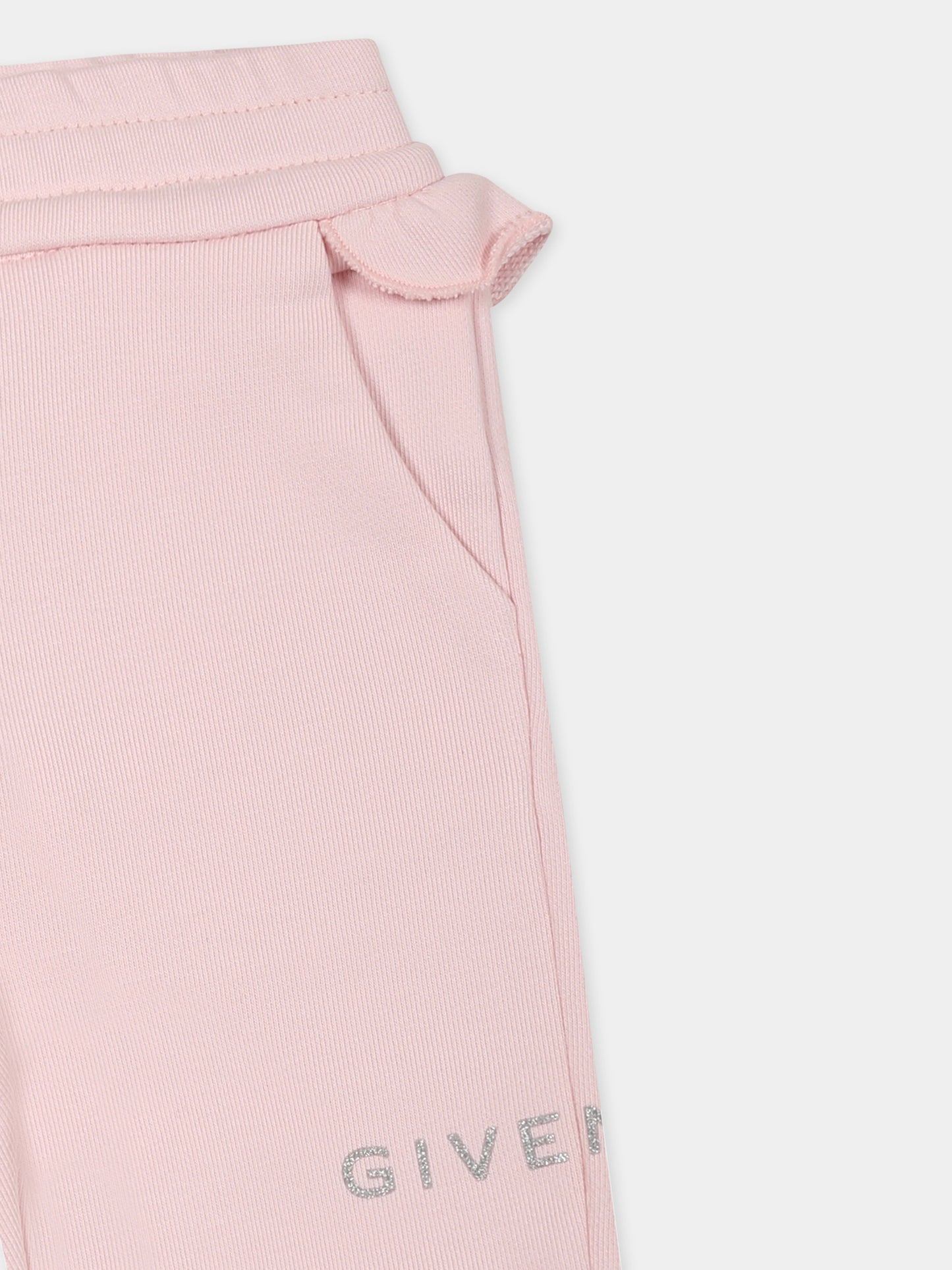 Pantalon rose pour bébé fille avec logo