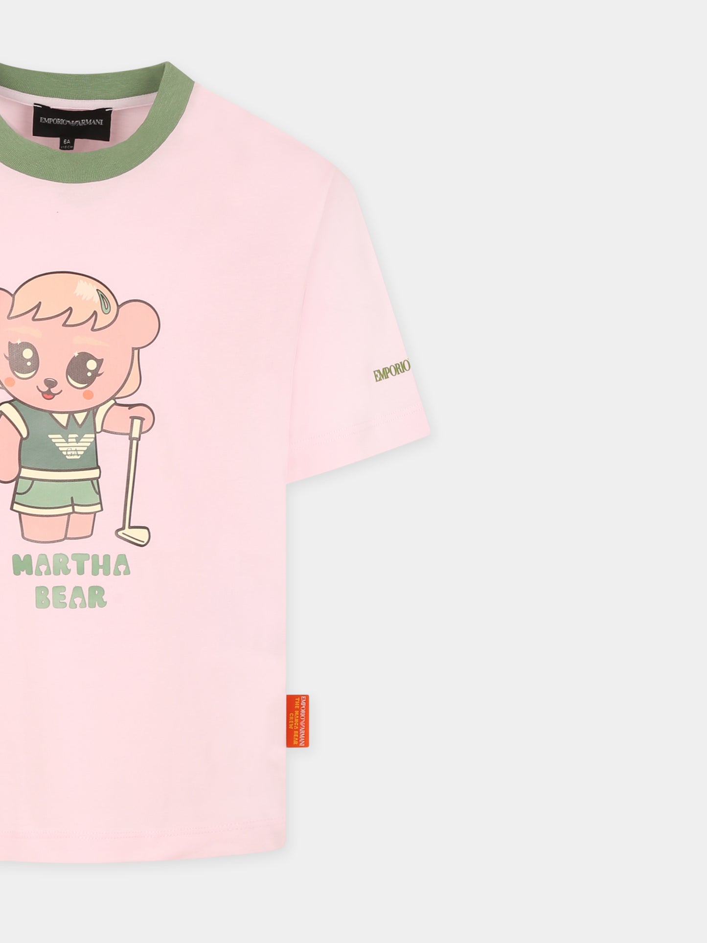 T-shirt rosa per bambina con Manga Bear,Emporio Armani,EB000395 AF14768 U4271