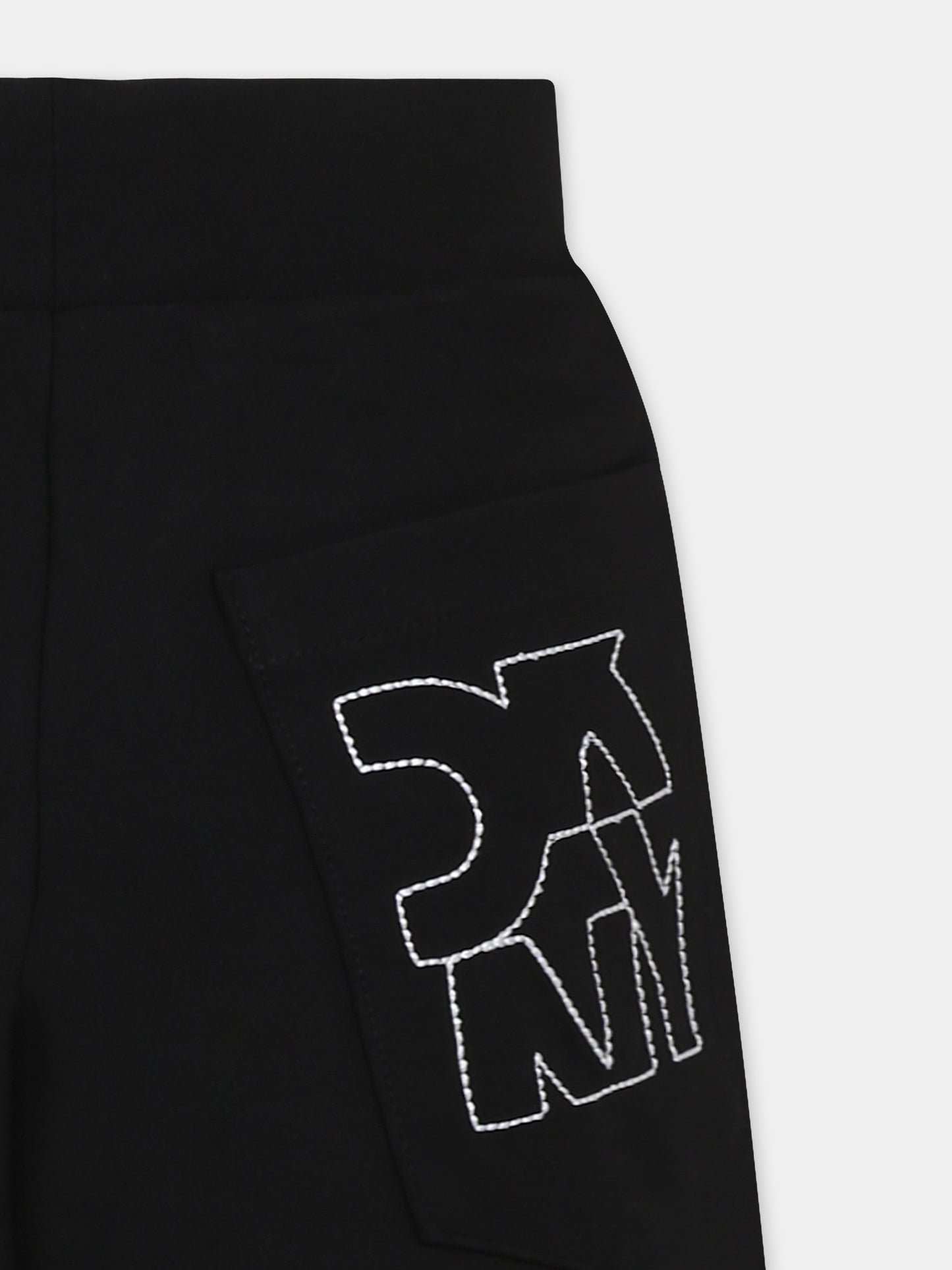 Shorts neri per bambina con logo,Dkny,D62269 09B
