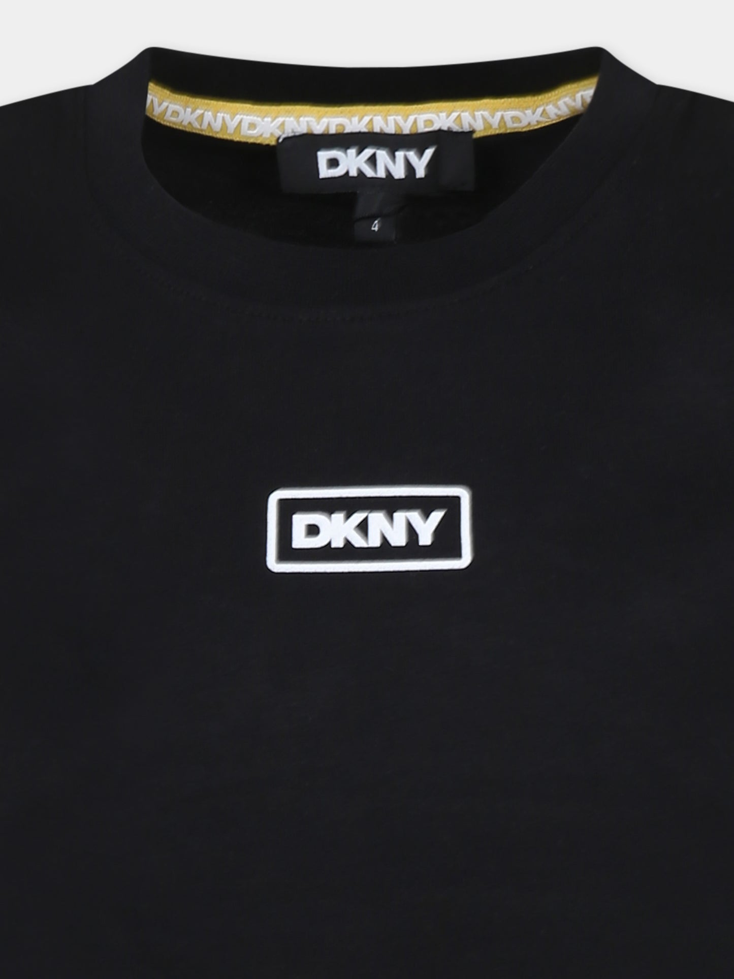 T-shirt nera per bambina con slogan,Dkny,D62300 09B