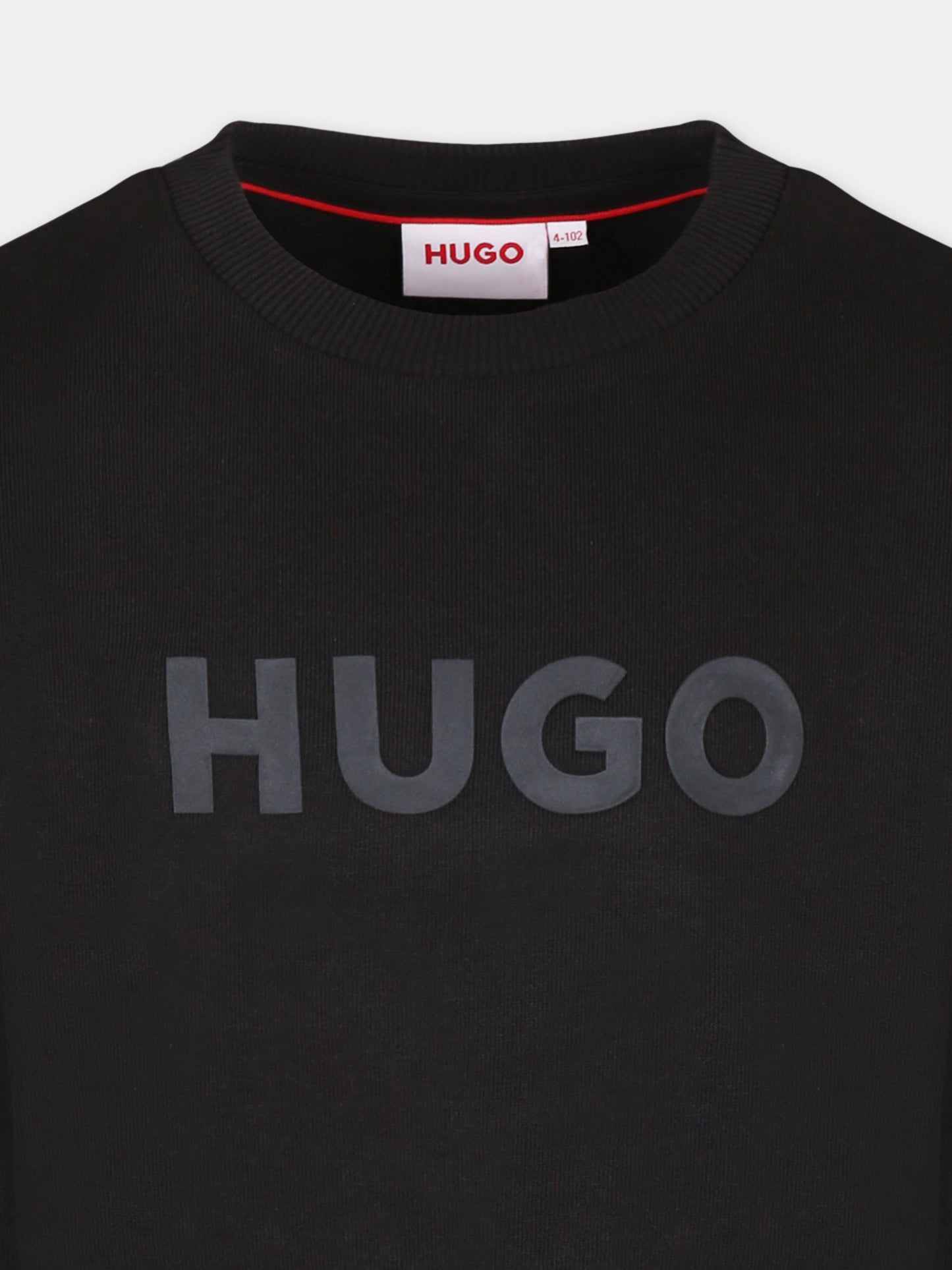 Felpa nera per bambino con logo,Hugo,G00350 09B