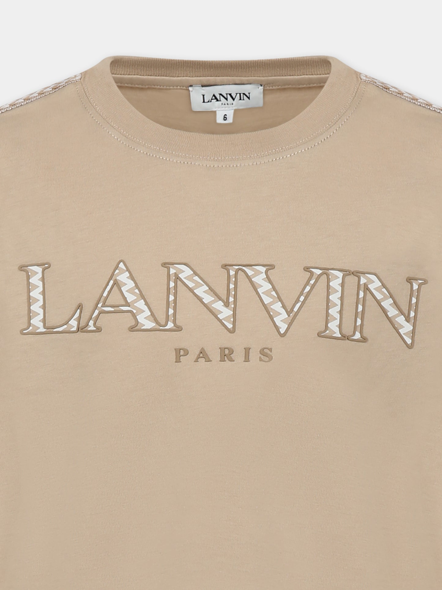 T-shirt beige pour garçon avec logo