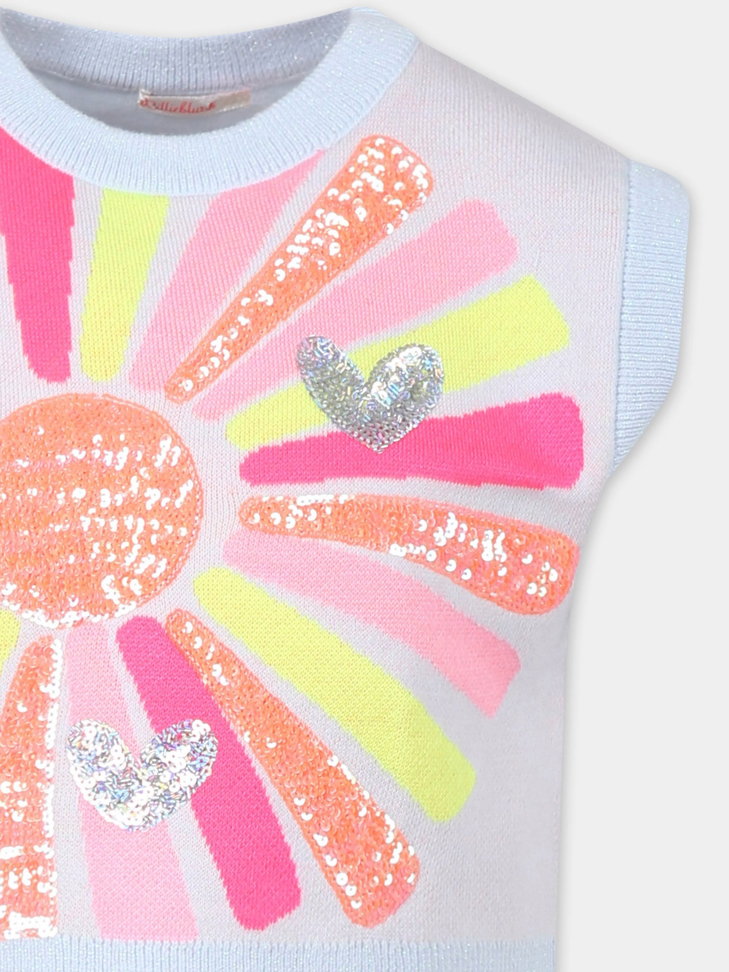 Pull gilet pour fille avec soleil