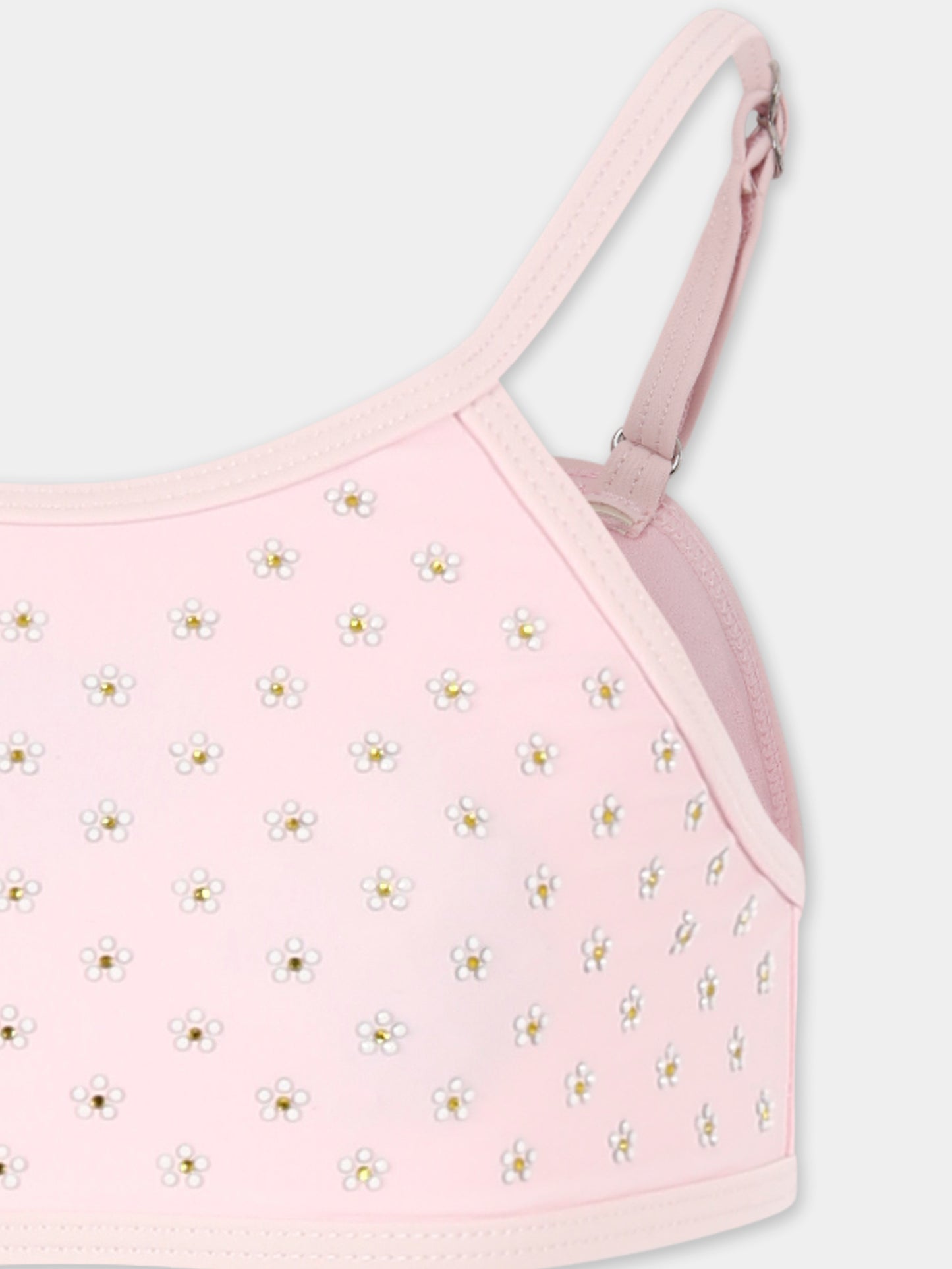 Bikini rose pour fille avec fleurs