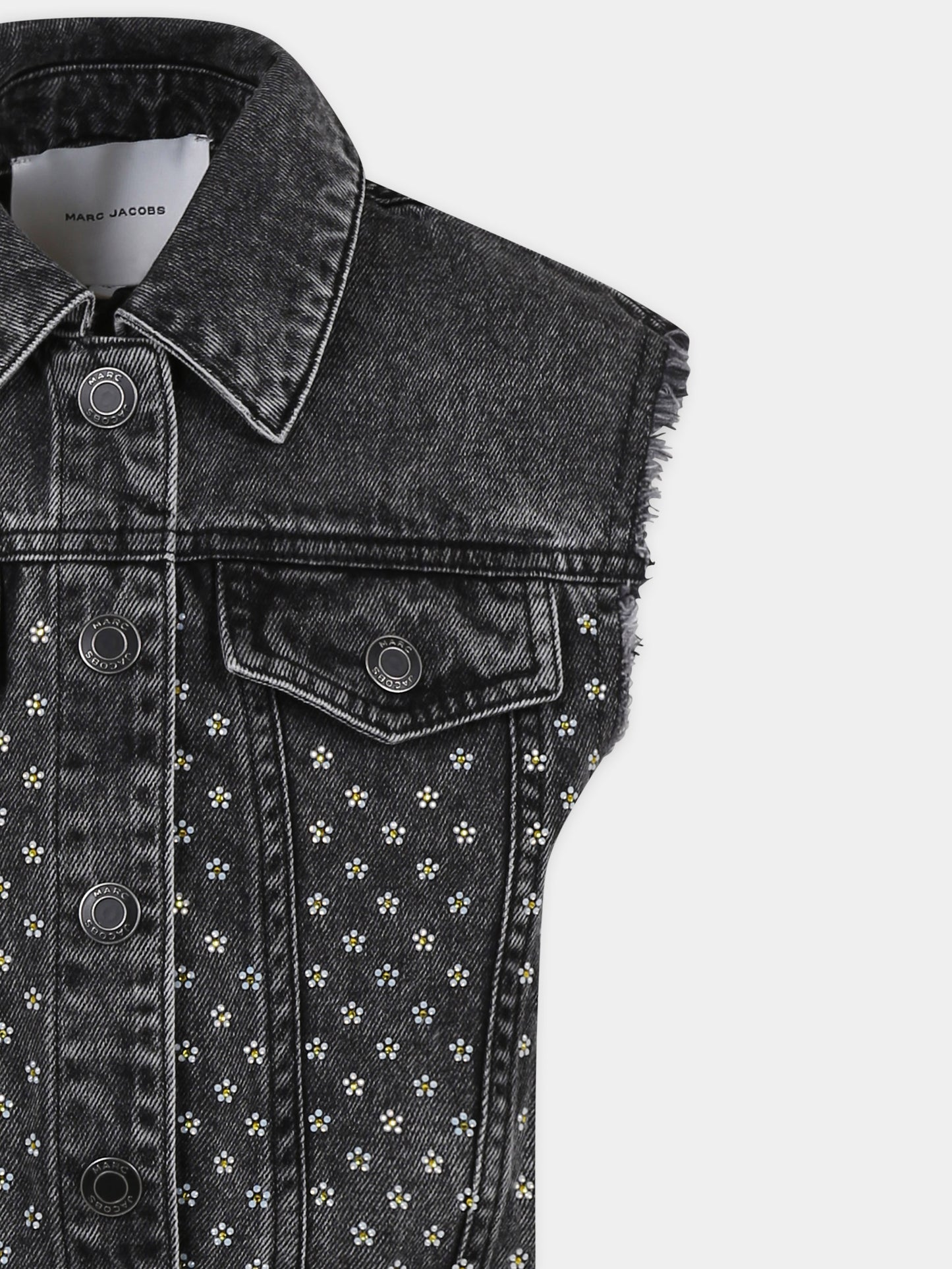 Gilet noir pour fille avec fleurs