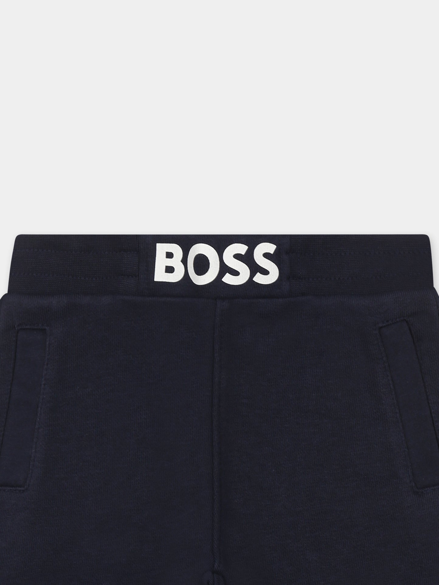 Pantalon bleu pour bébé garçon avec logo