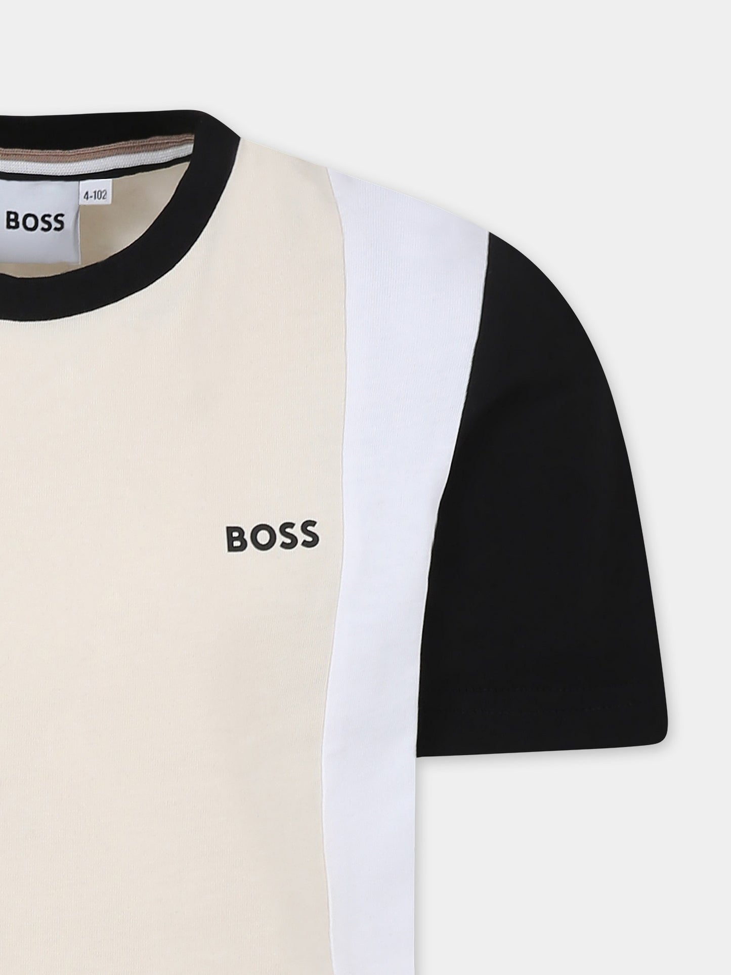 T-shirt beige pour garçon avec logo