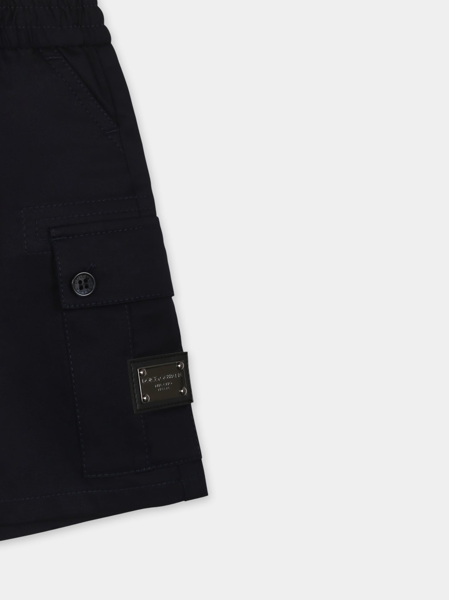 Short bleu pour bébé garçon avec logo