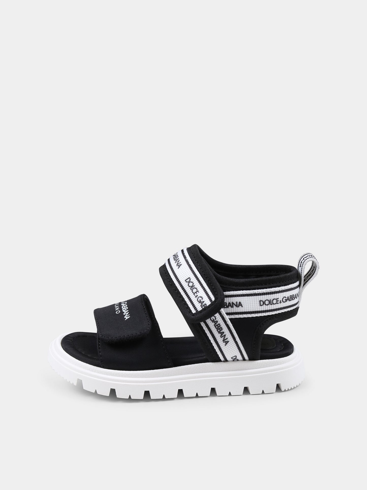 Sandali neri per bambini con logo,Dolce & Gabbana Kids,DL0082 AE928 89690