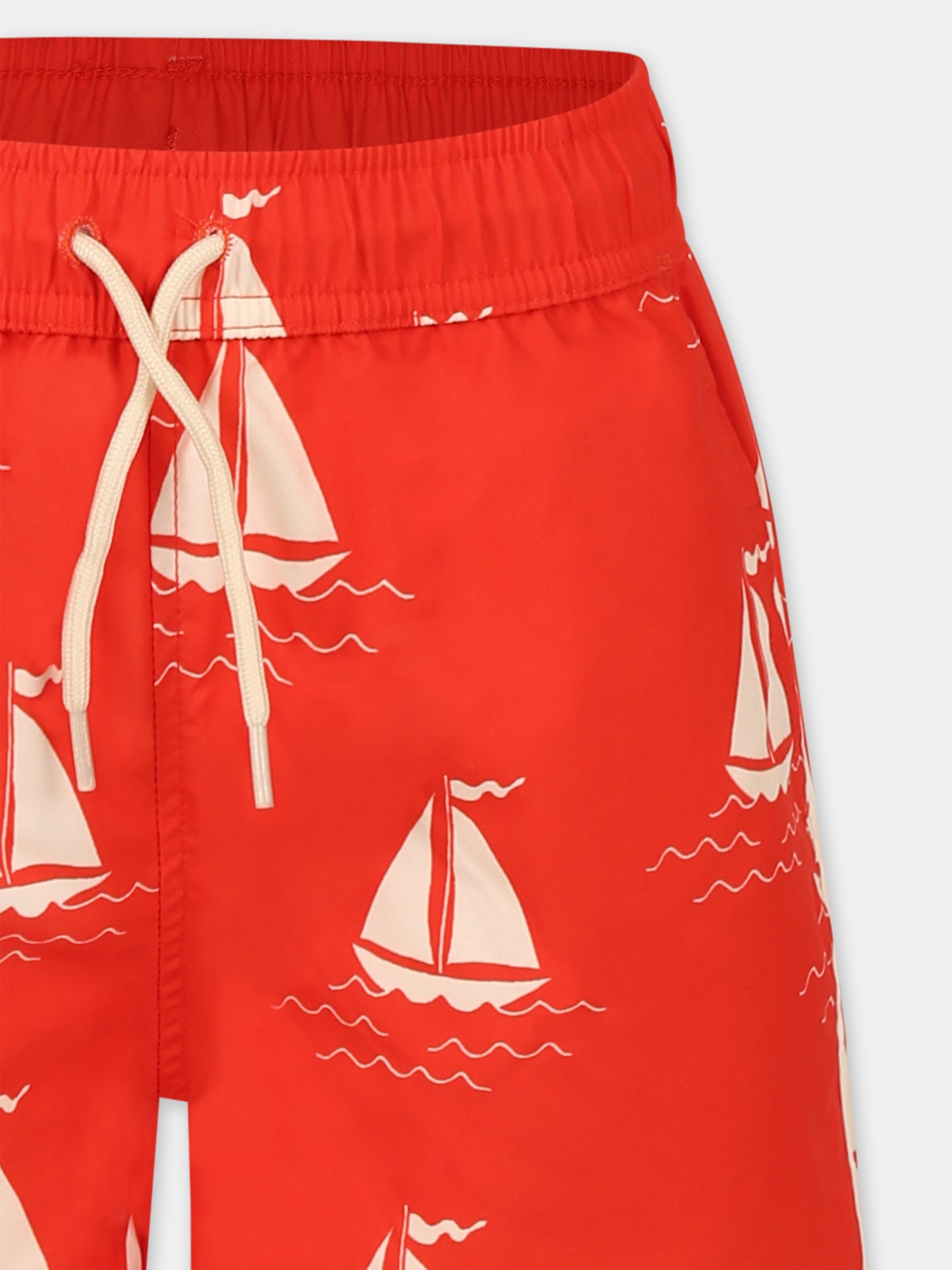 Boxer mare rosso per bambino con barca a vela all over,Mini Rodini,2528011342