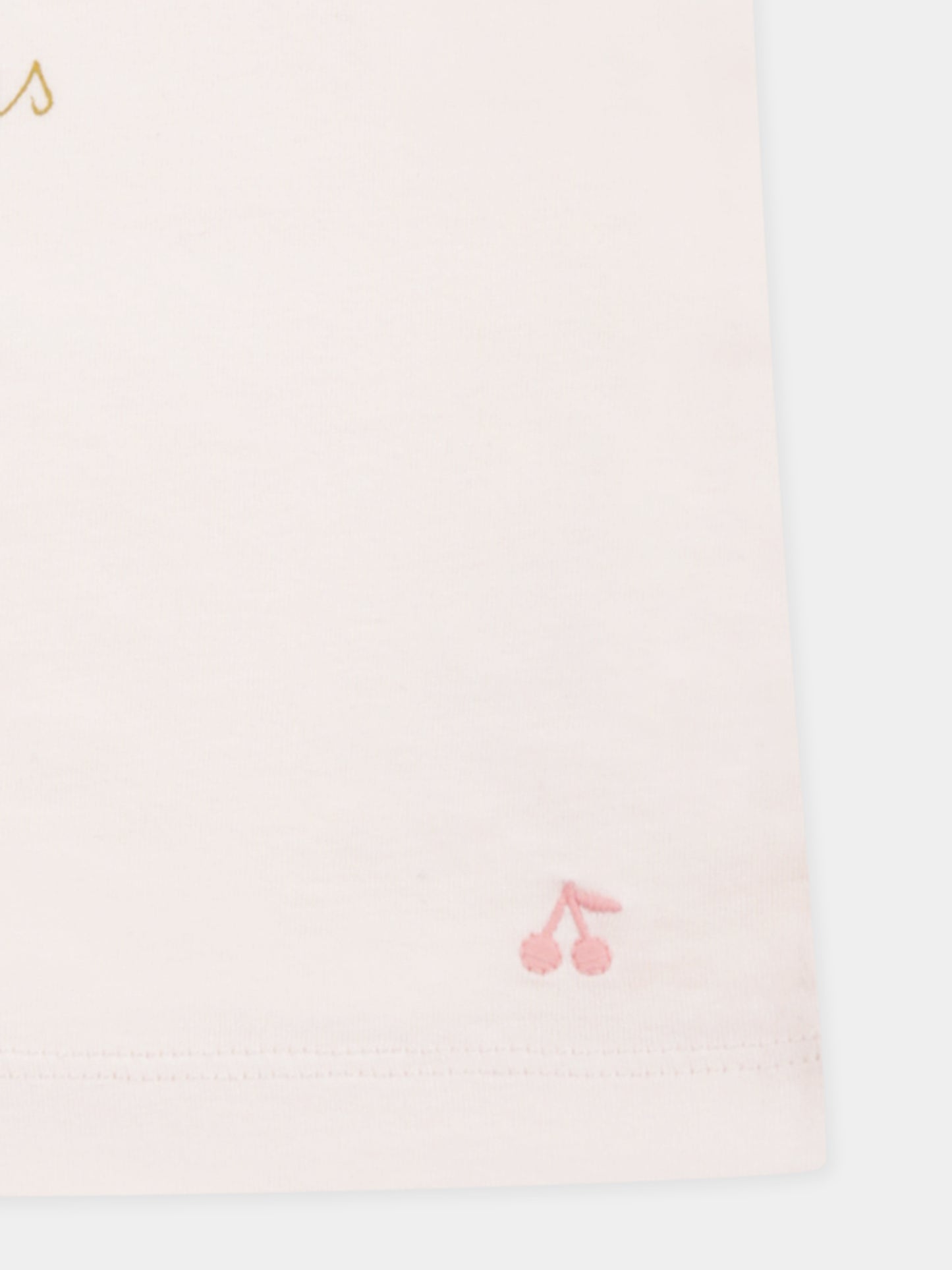 T-shirt rose pour bébé fille avec cerises