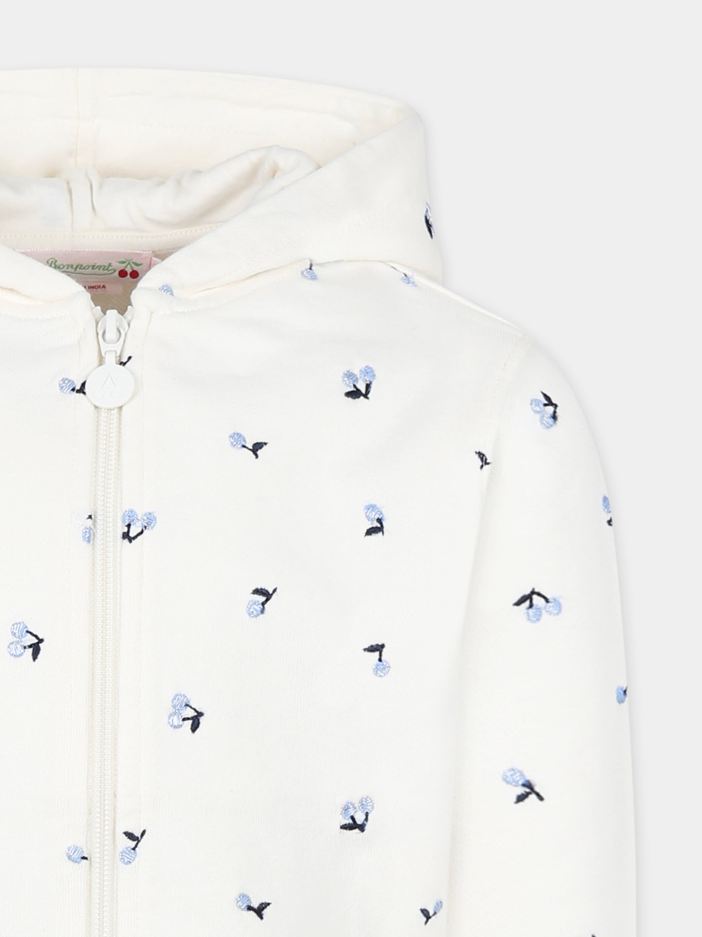 Felpa avorio per bambina con ciliegie,Bonpoint,S05GSWK00008 672