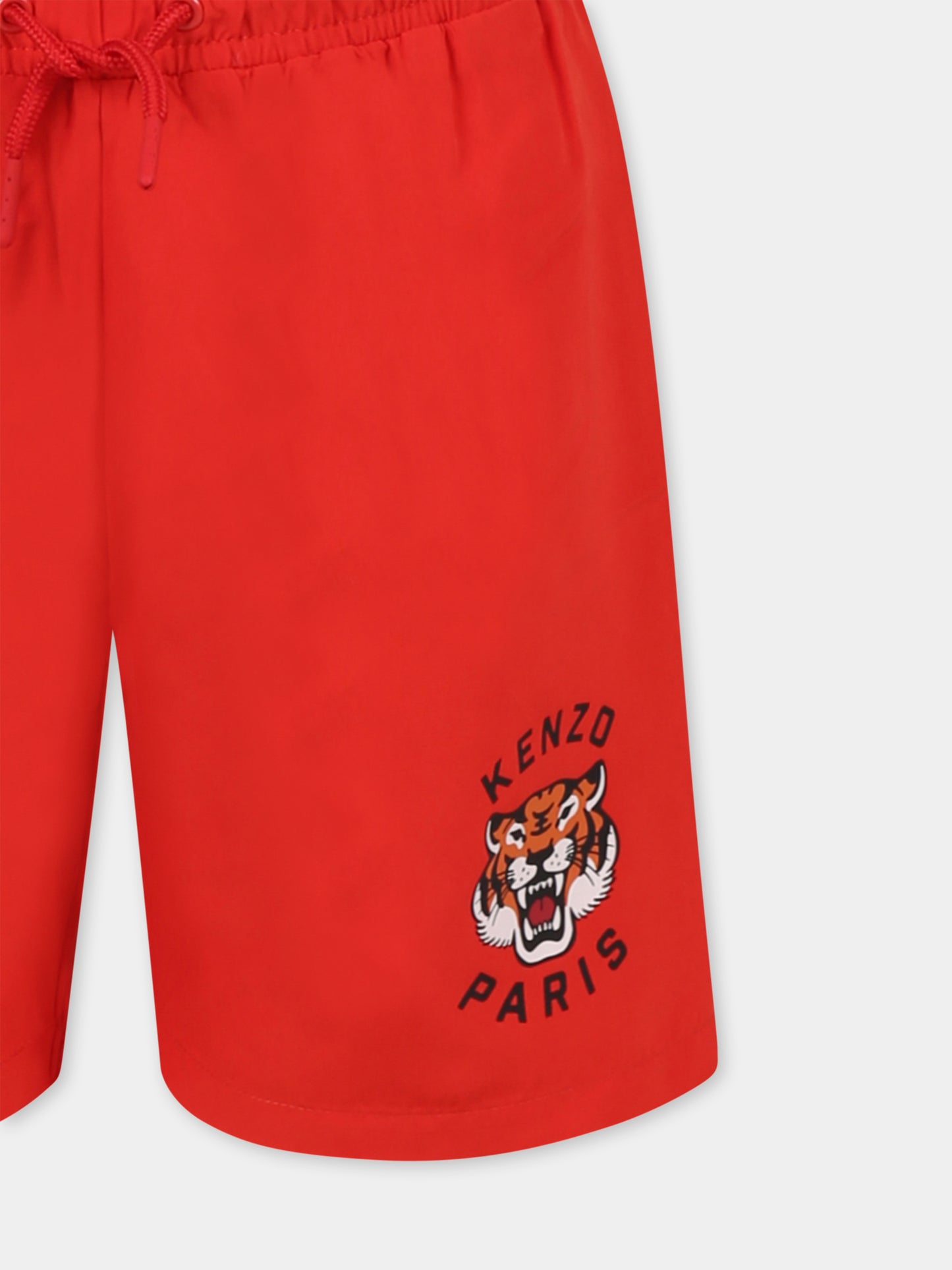 Short de bain rouge pour garçon avec Lucky Tiger