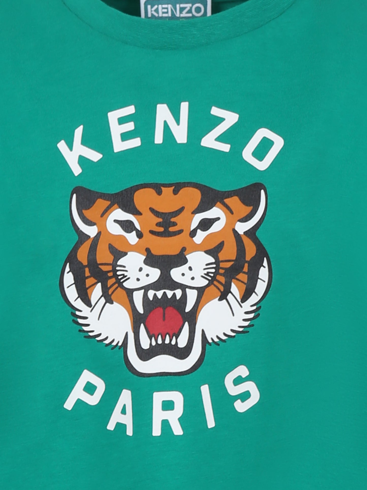 T-shirt vert pour enfants avec Lucky Tiger