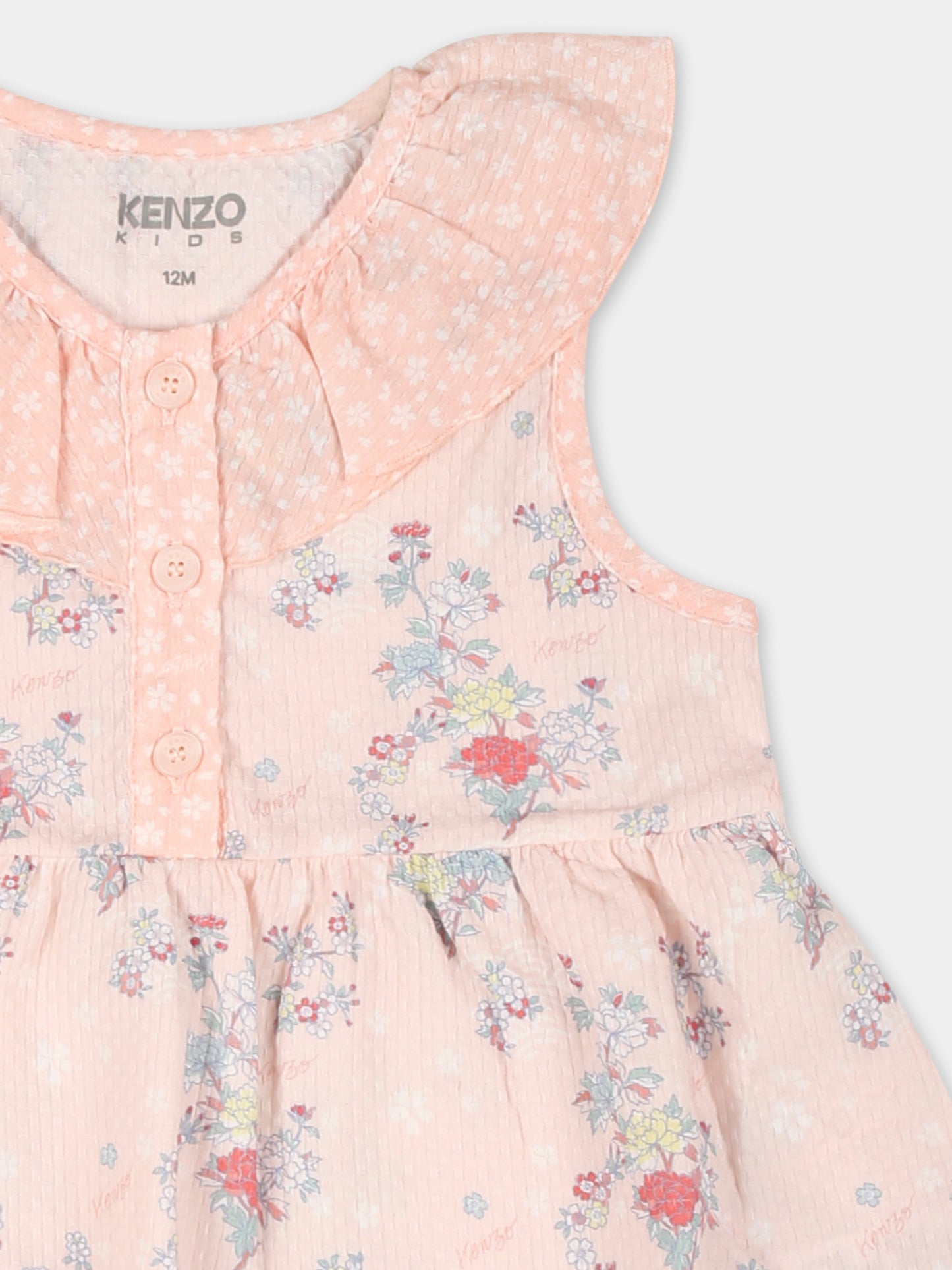 Vestito rosa per neonata con stampa floreale,Kenzo Kids,K60849 47R