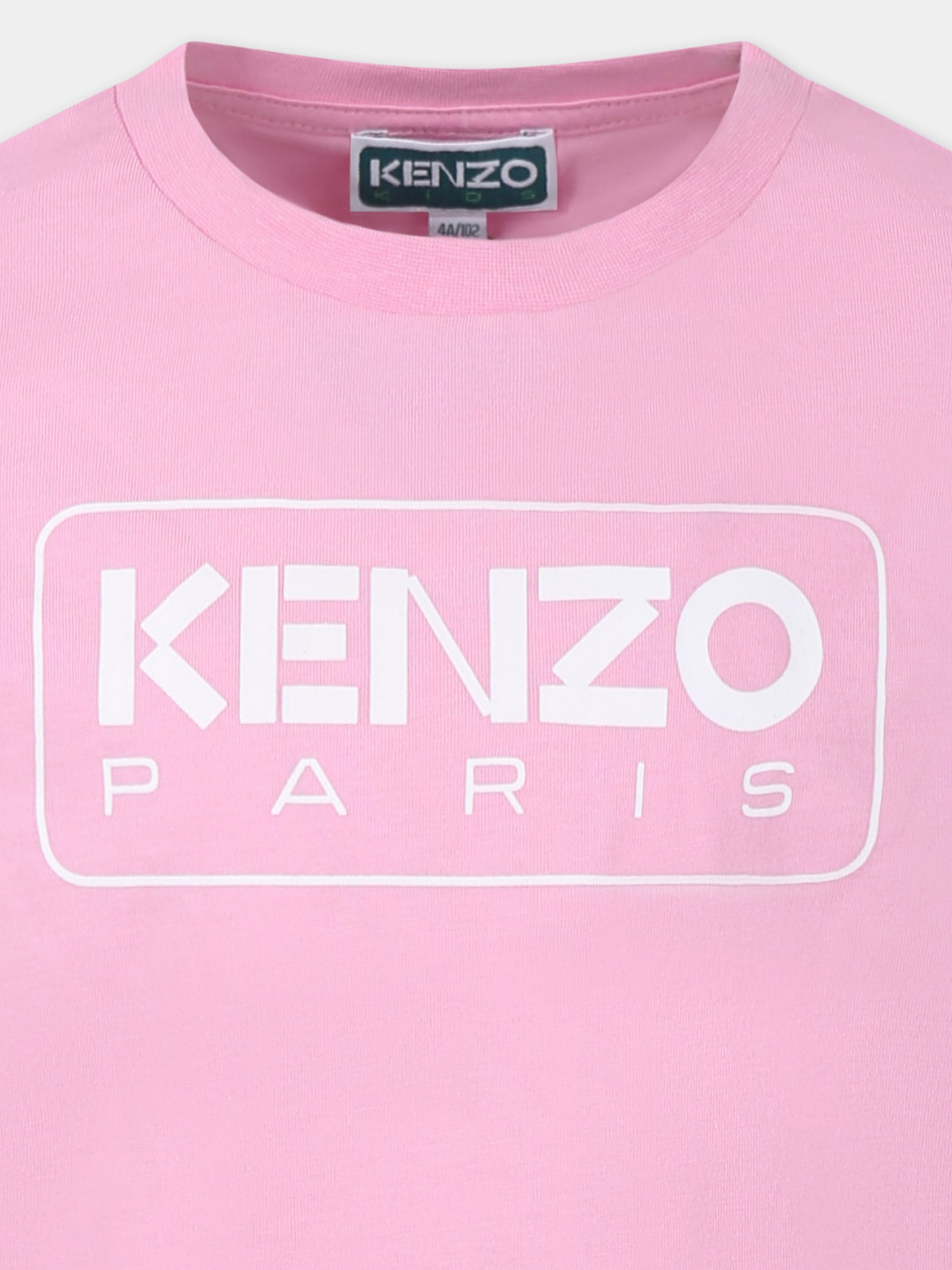 T-shirt rosa per bambina con logo,Kenzo Kids,K61064 465