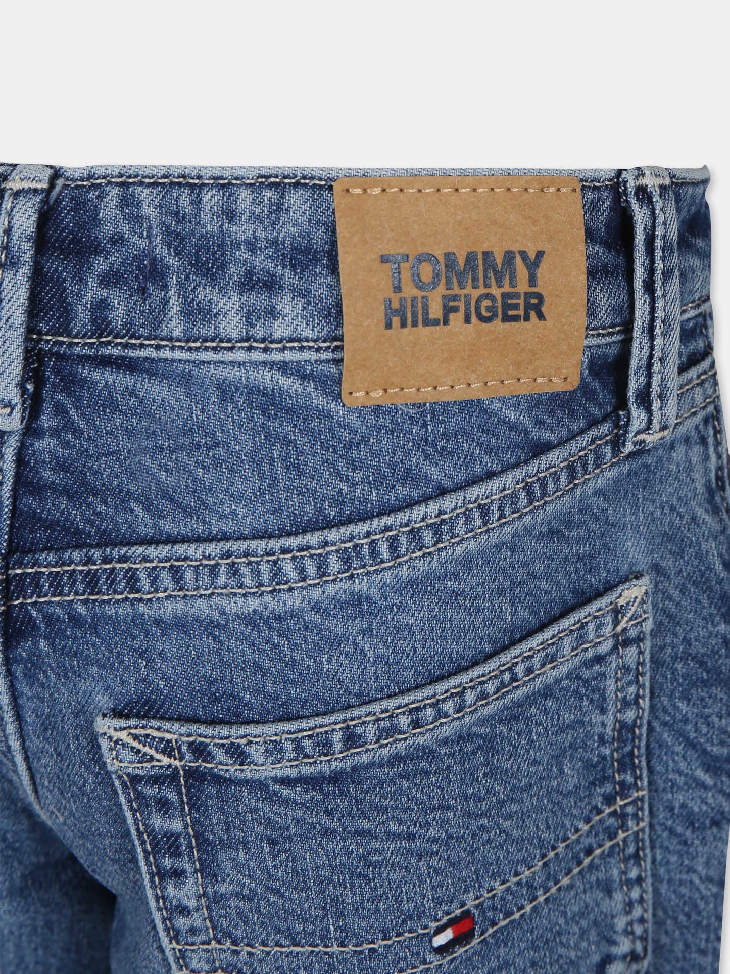 Jeans blu per bambino con bandierina,Tommy Hilfiger Junior,24STHKB0KB08906 C10