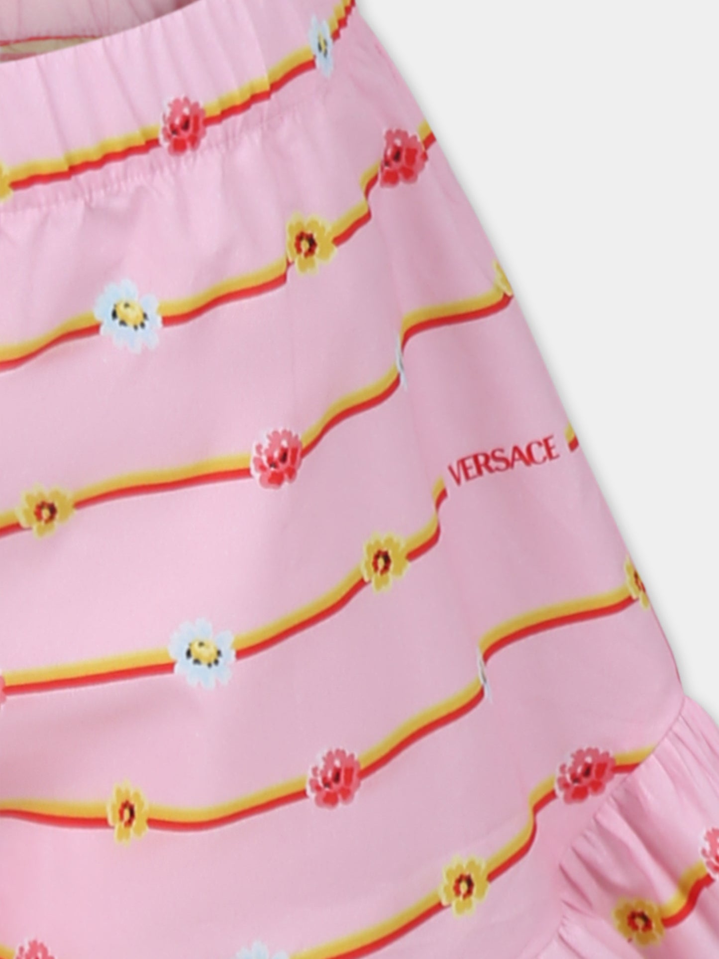 Short rose pour bébé fille avec logo