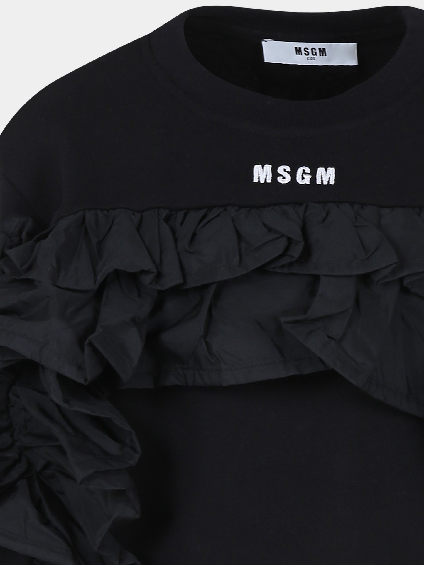 Felpa nera per bambina con logo,Msgm Kids,S4MSJGSW135 110