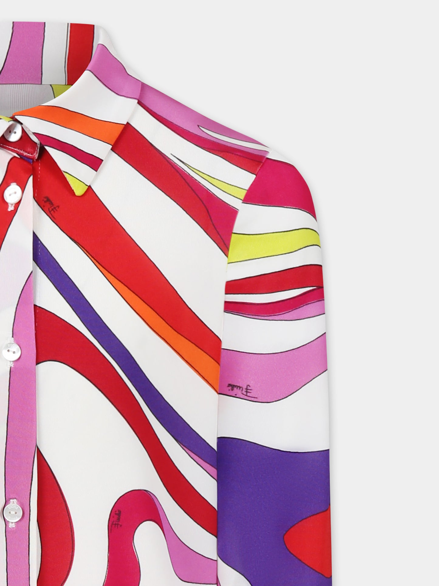 Camicia multicolor per bambina con stampa marmo,Emilio Pucci Junior,PW5B30 J0476 101AR