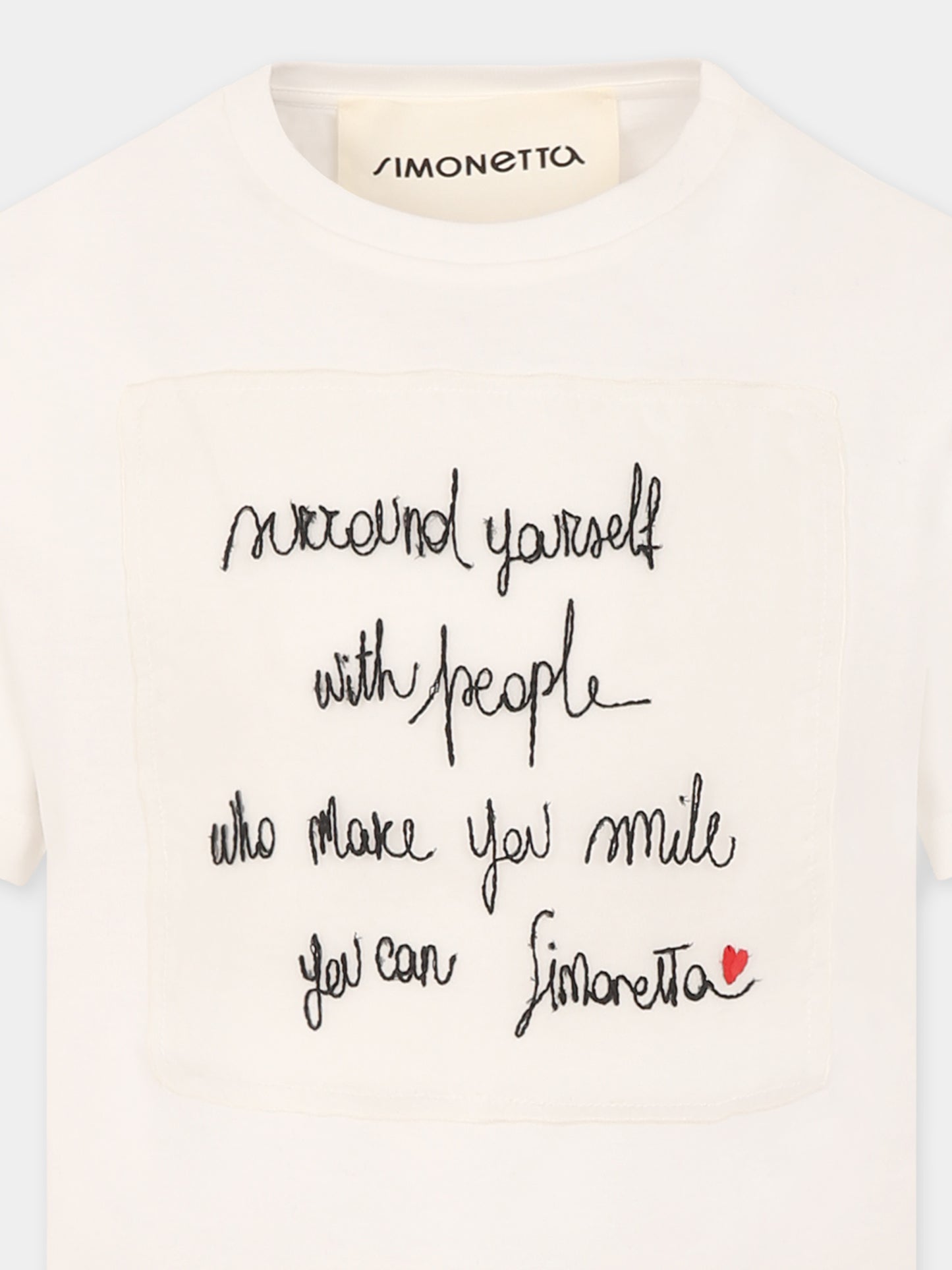 T-shirt bianca per bambina con slogan,Simonetta,SW8A11 J0177 101