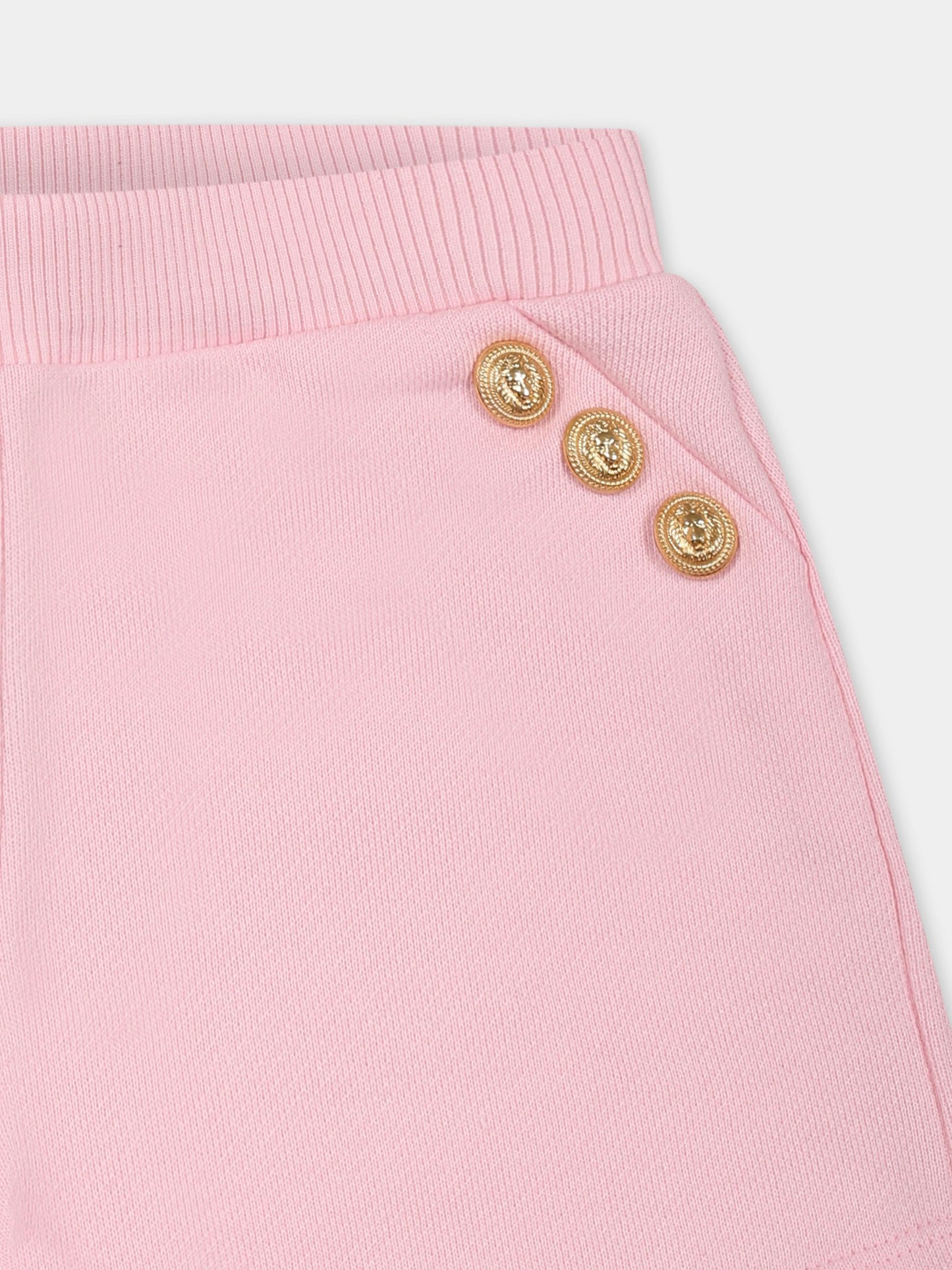 Short rose pour bébé fille avec boutons
