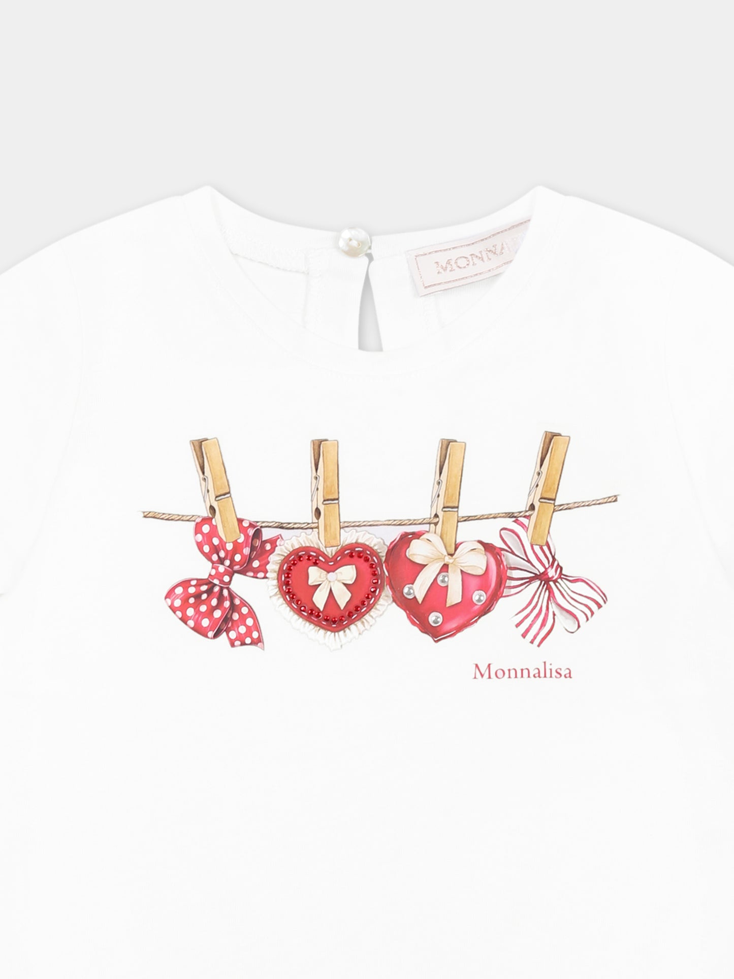 T-shirt blanc pour bébé fille avec coeurs