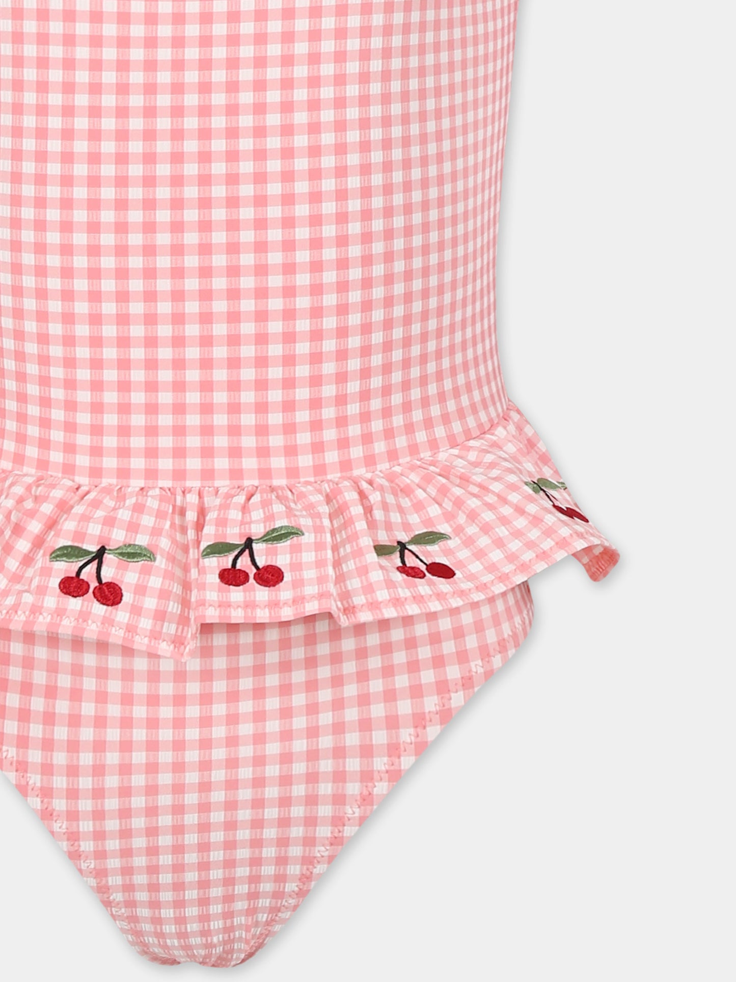 Maillot de bain rose pour fille avec cerises