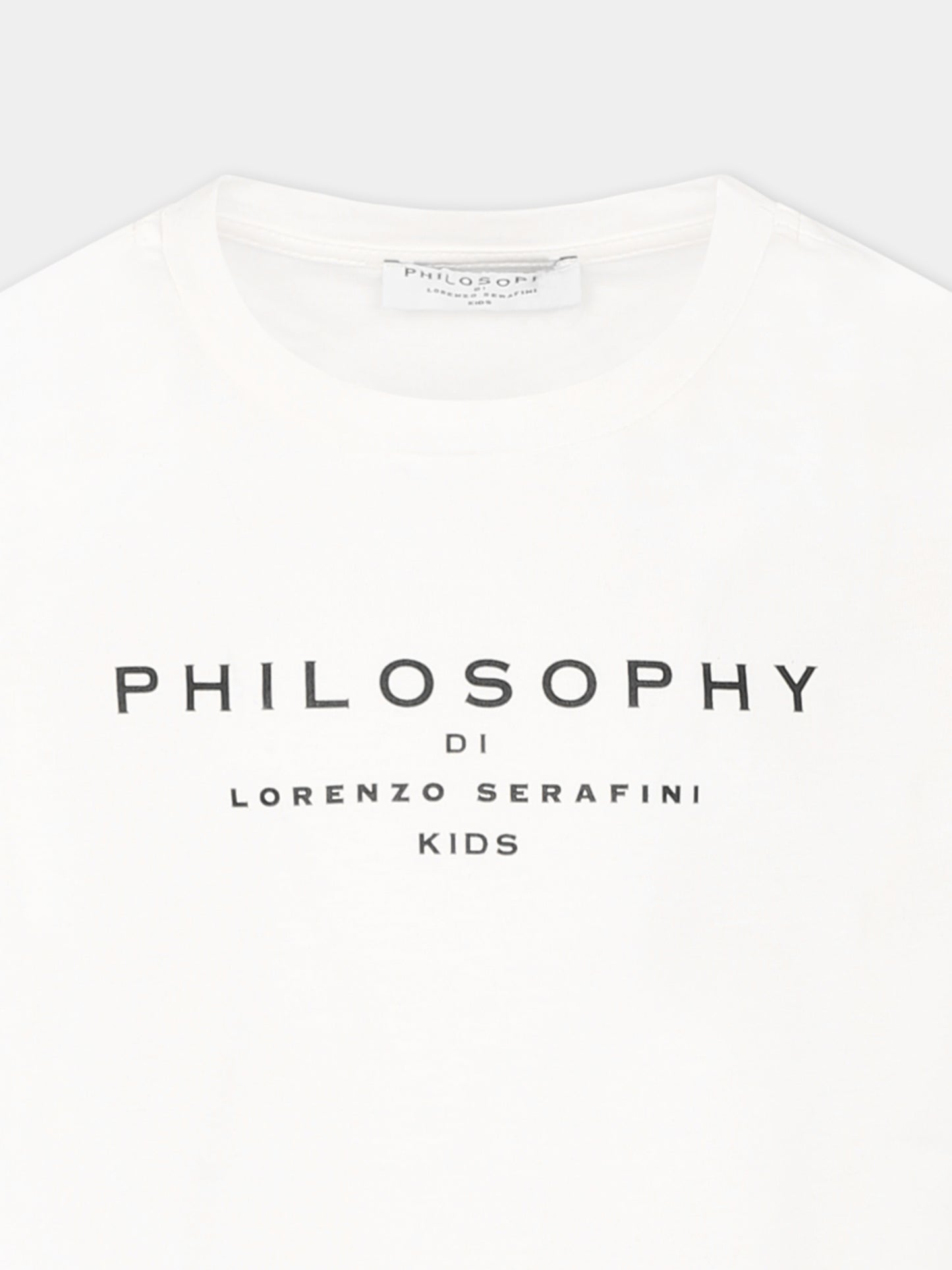 T-shirt bianca per bambina con logo,Philosophy,I1E605 5203 P001