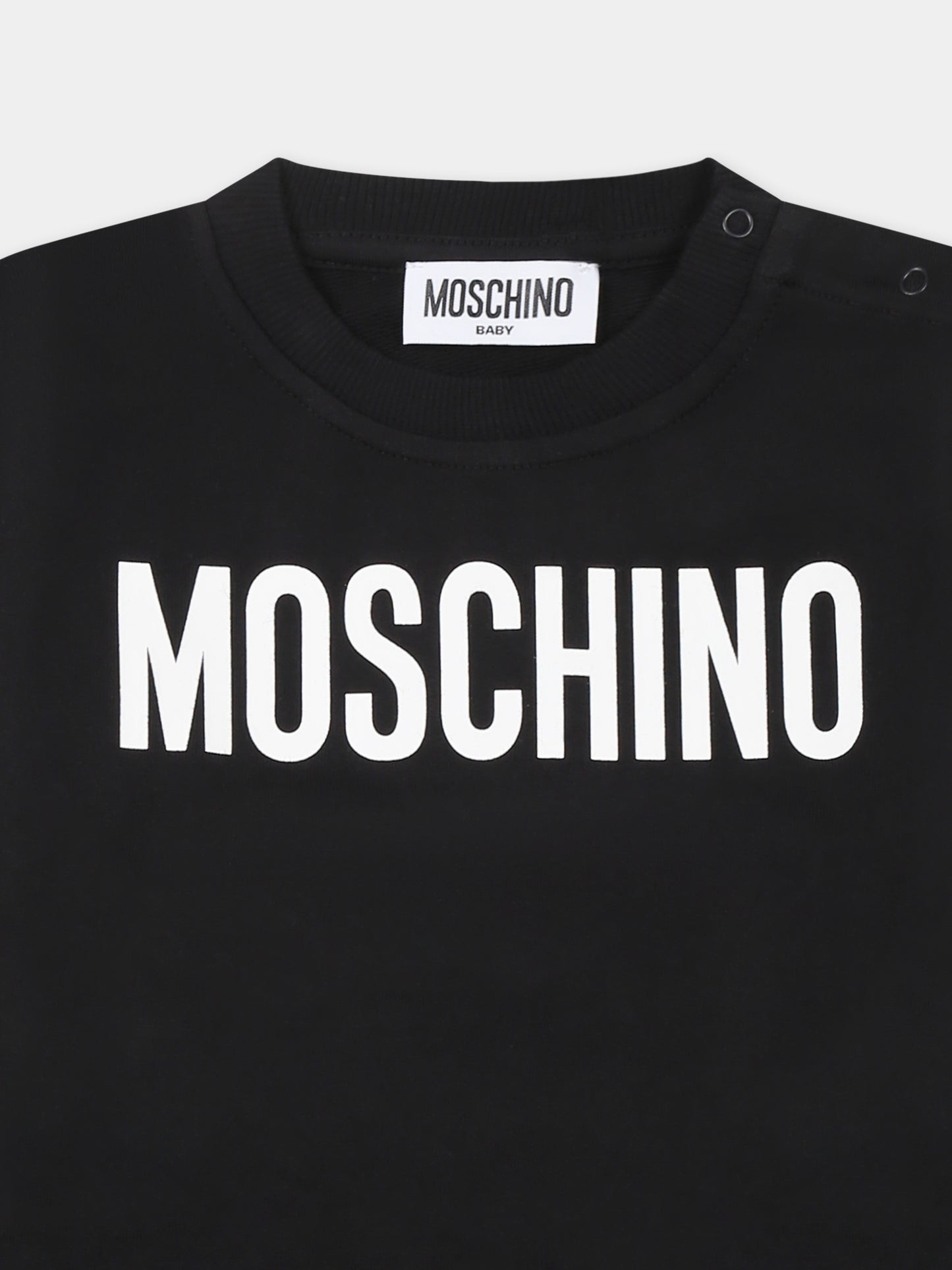 Felpa nera per neonati con logo,Moschino Kids,MUF05V LCA19 60100