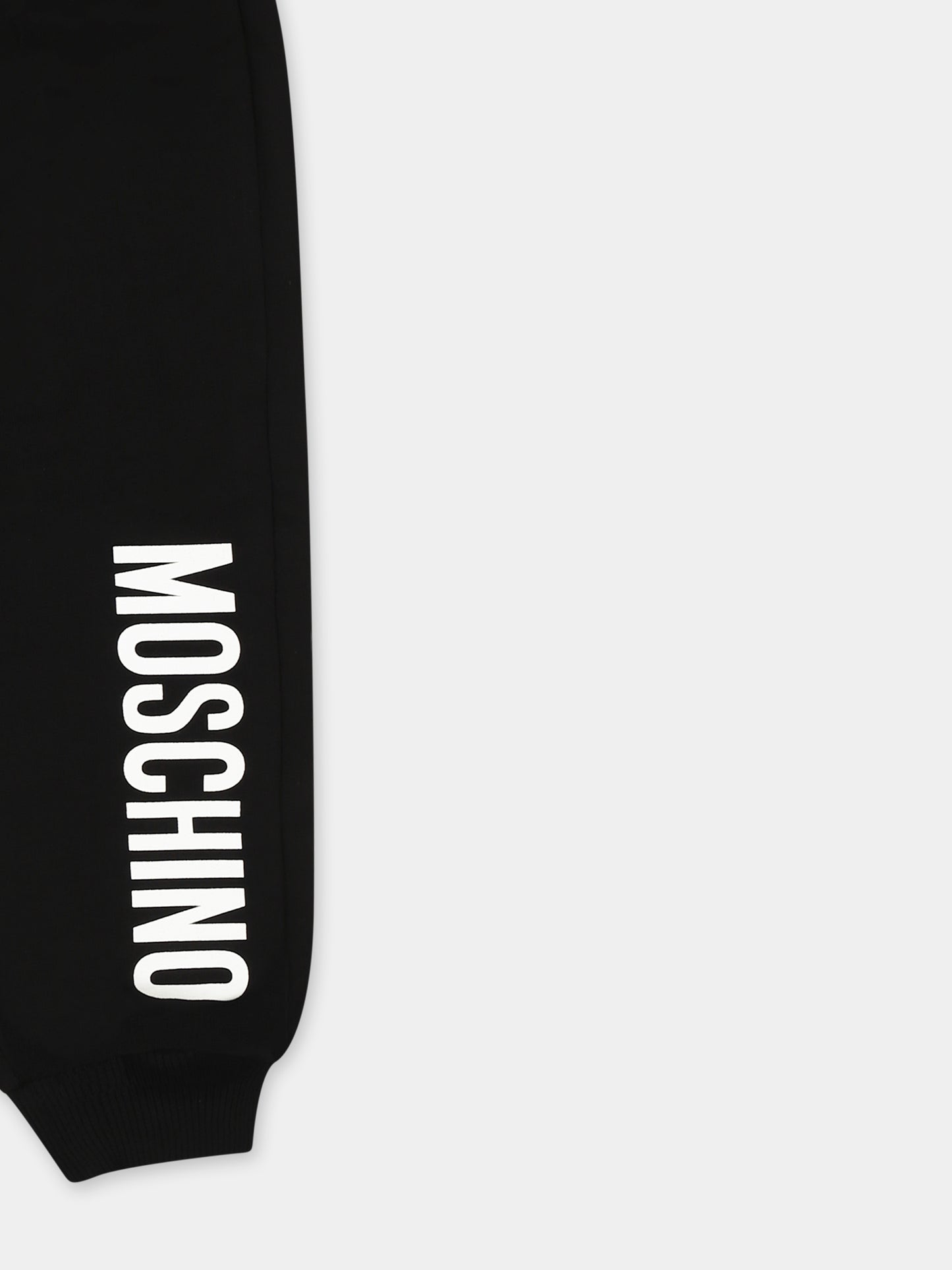 Pantaloni neri per neonati con logo,Moschino Kids,MUP05G LCA19 60100