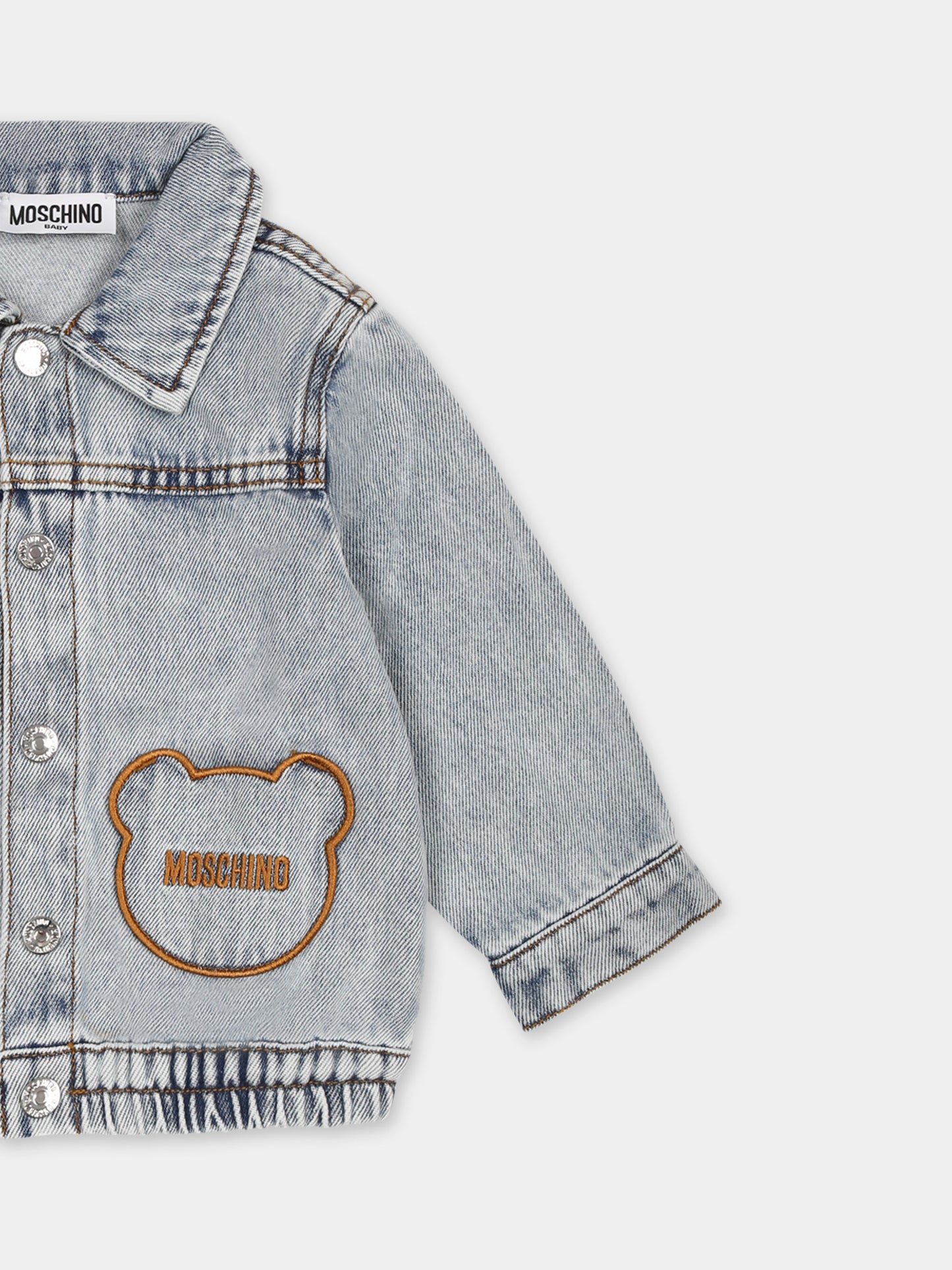 Giubbotto di jeans denim per neonati con logo,Moschino Kids,MUS02U L0E08 40186