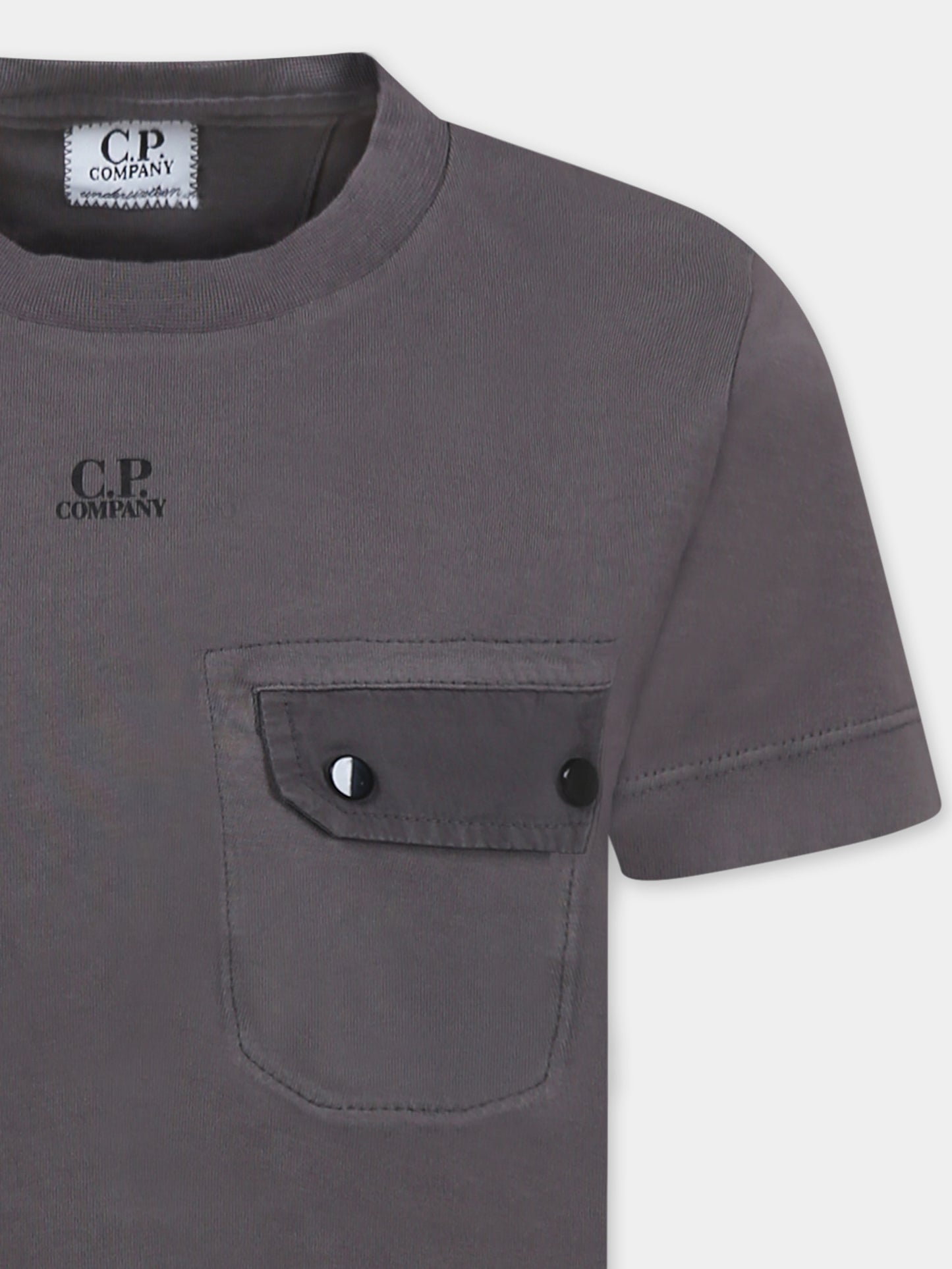 T-shirt grigia per bambino con logo,C. P. Company,CUM00N LAC02 60394