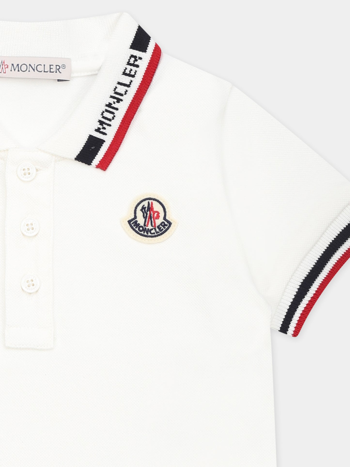 Polo bianca per neonato con logo,Moncler Kids,K1951 8A00003 89AL2 034